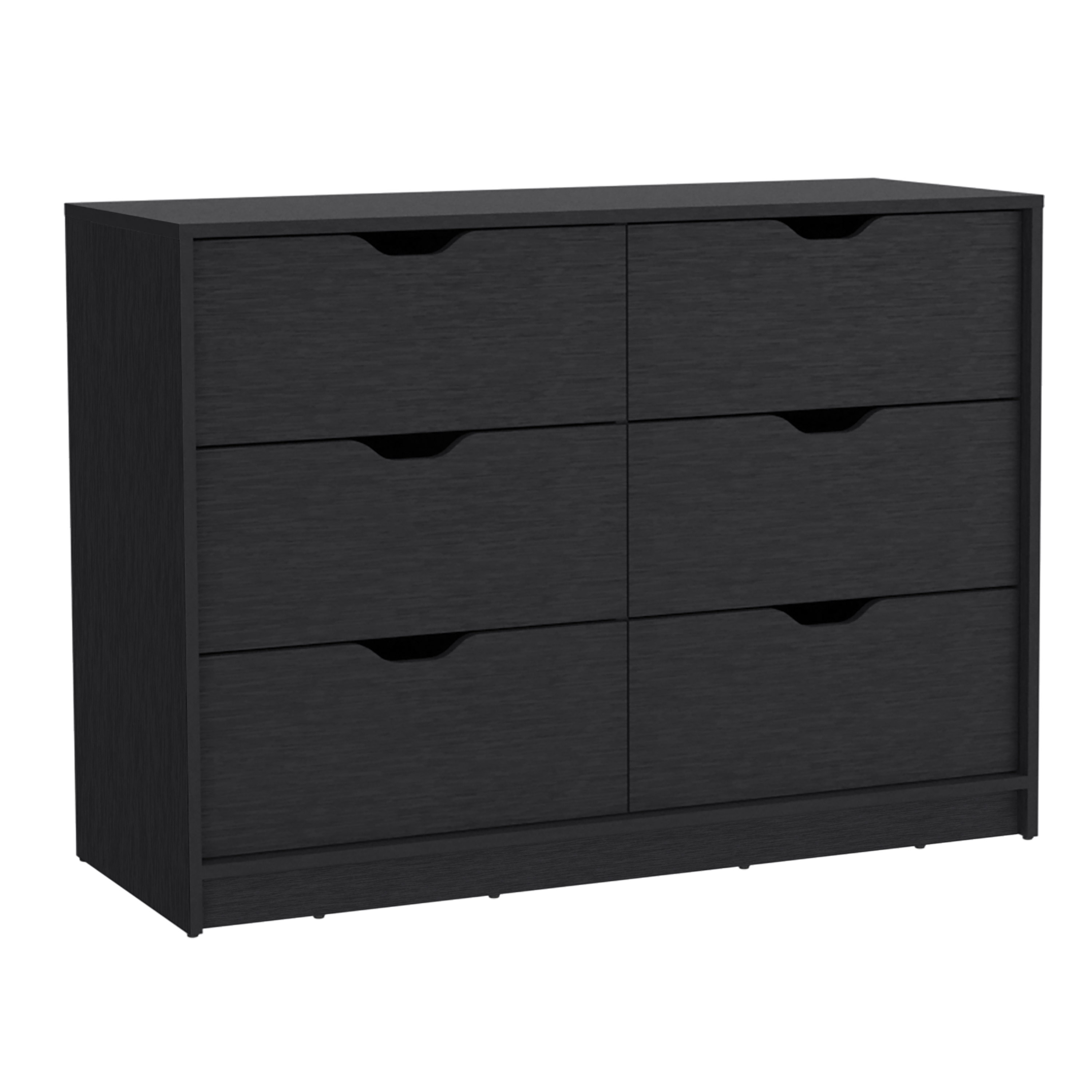 Dresser 30"H, Drawer Dresser with 2 Lower Cabinets, Drawer Chest, Black