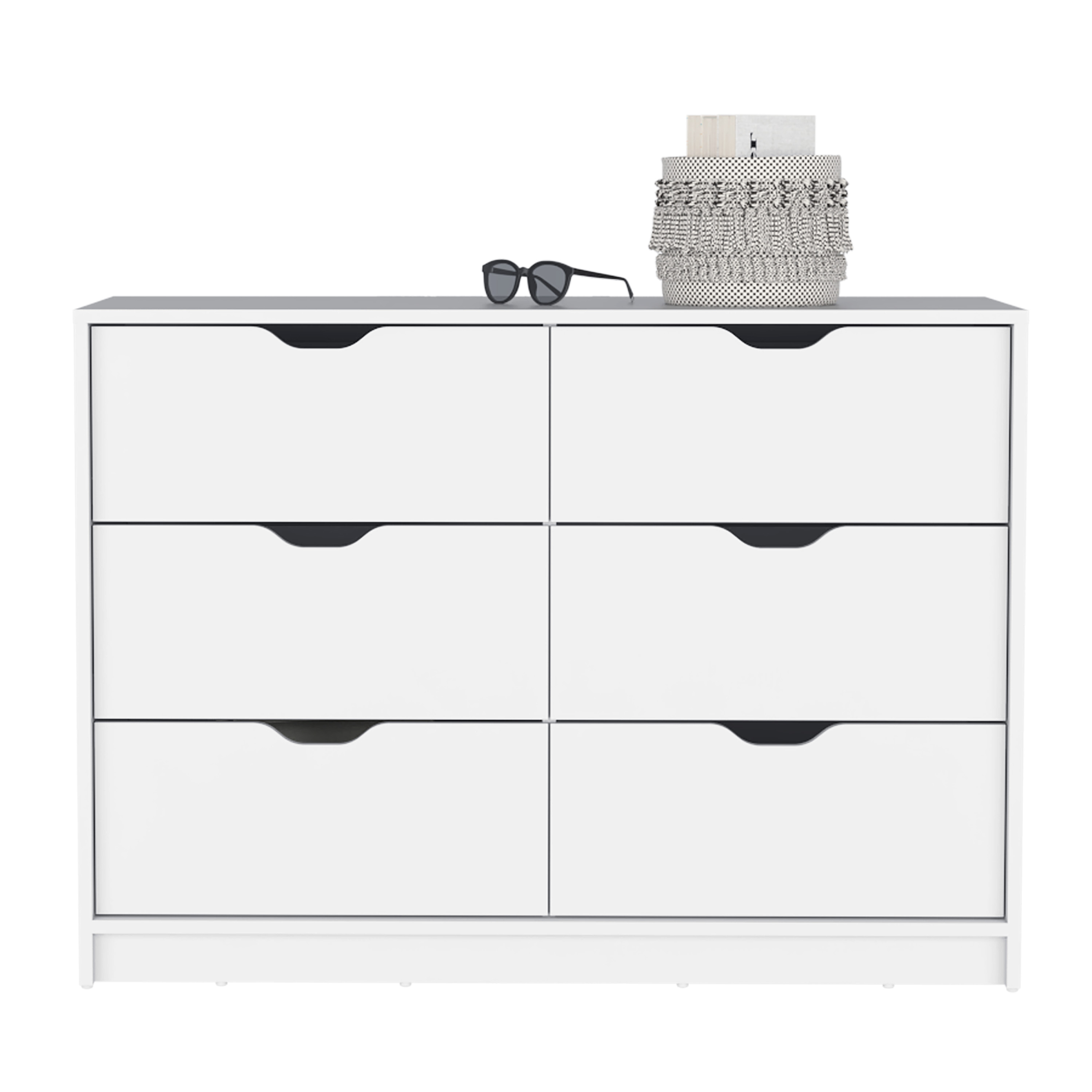 Dresser 30"H, 4 Laci Lemari dengan 2 Lemari Bawah, Lemari Laci, Putih