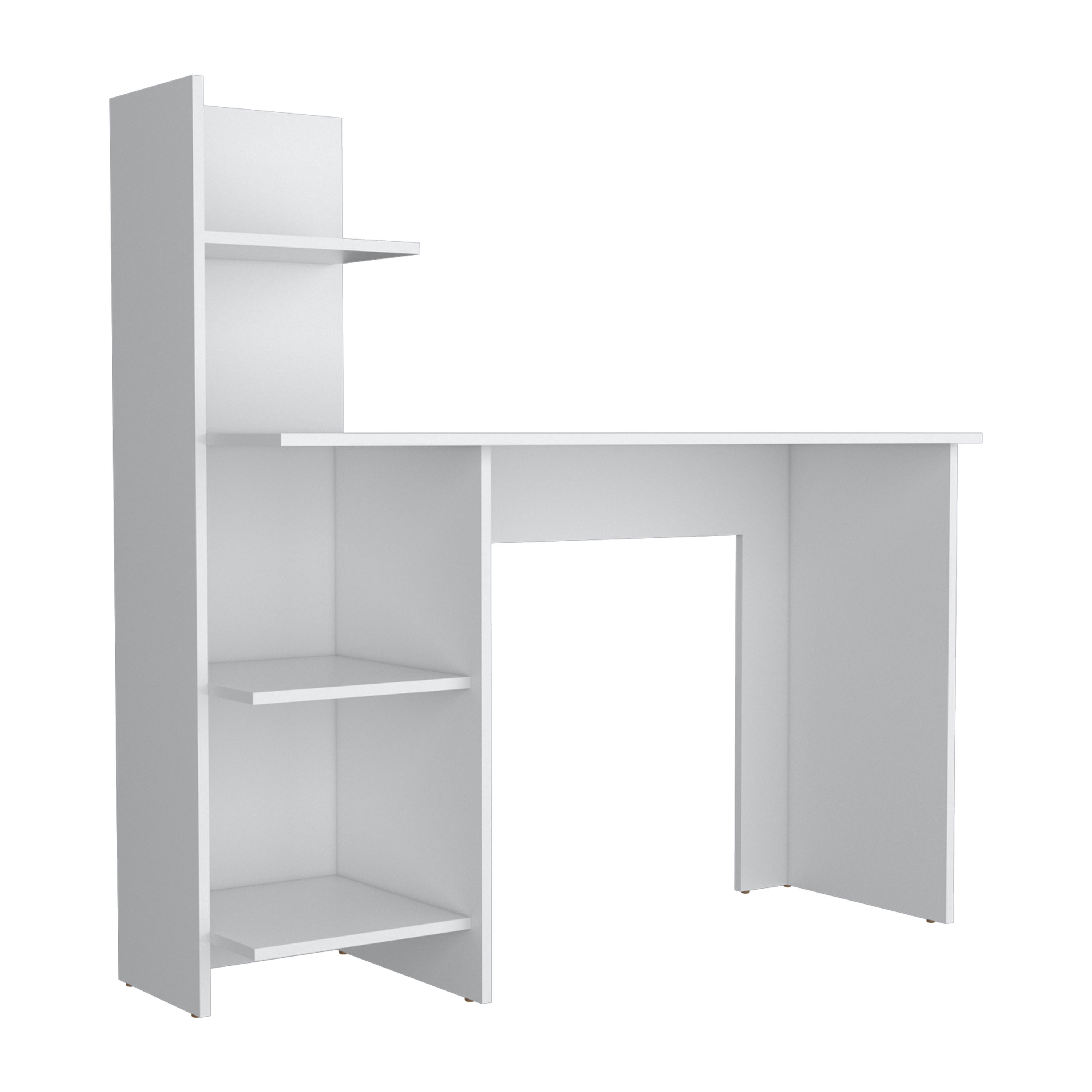 Writing Desk, Four Shelves, White