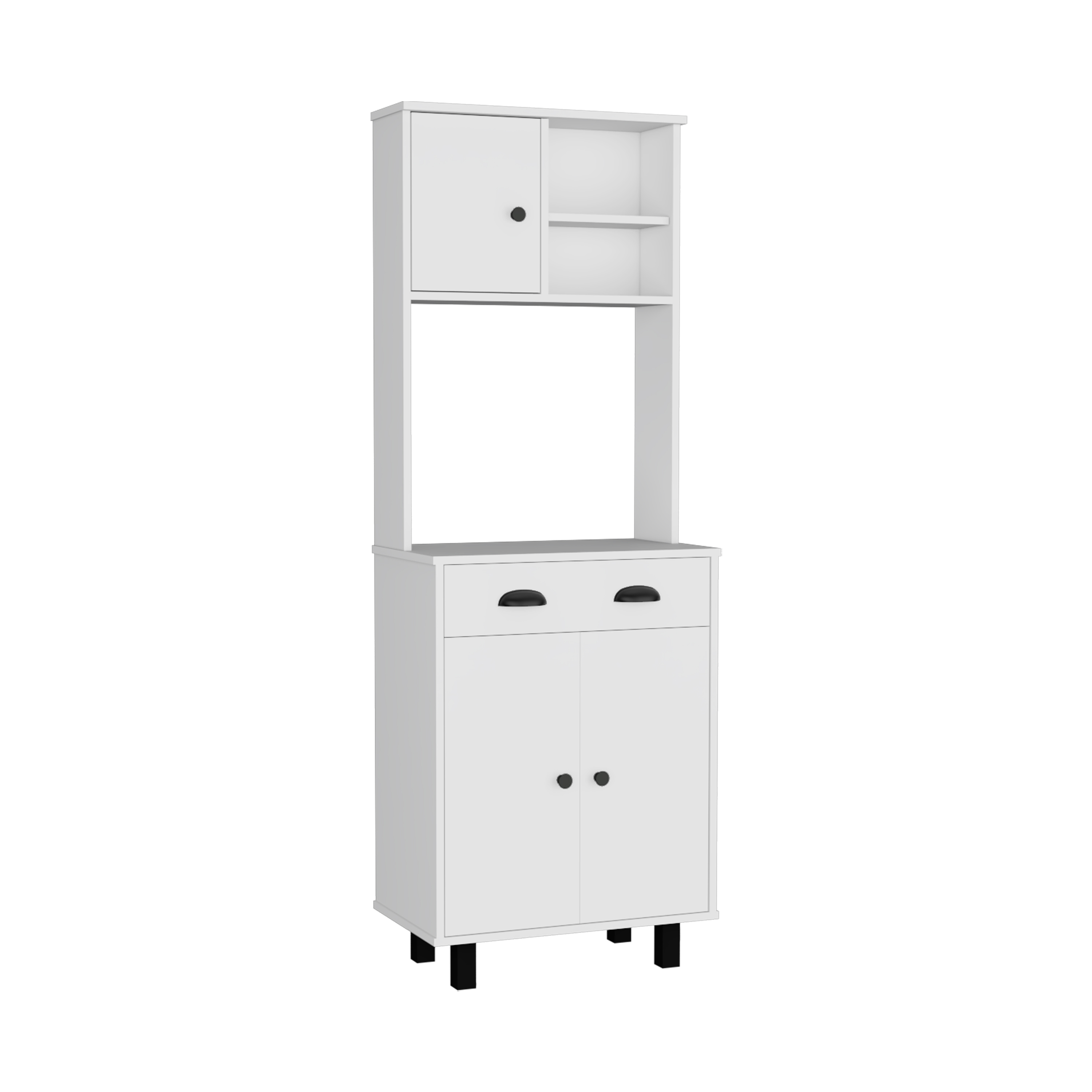 DEPOT E-SHOP Waco 67" H Kitchen Pantry with Two Cabinets, Two Open Shelves, and One Drawer,White