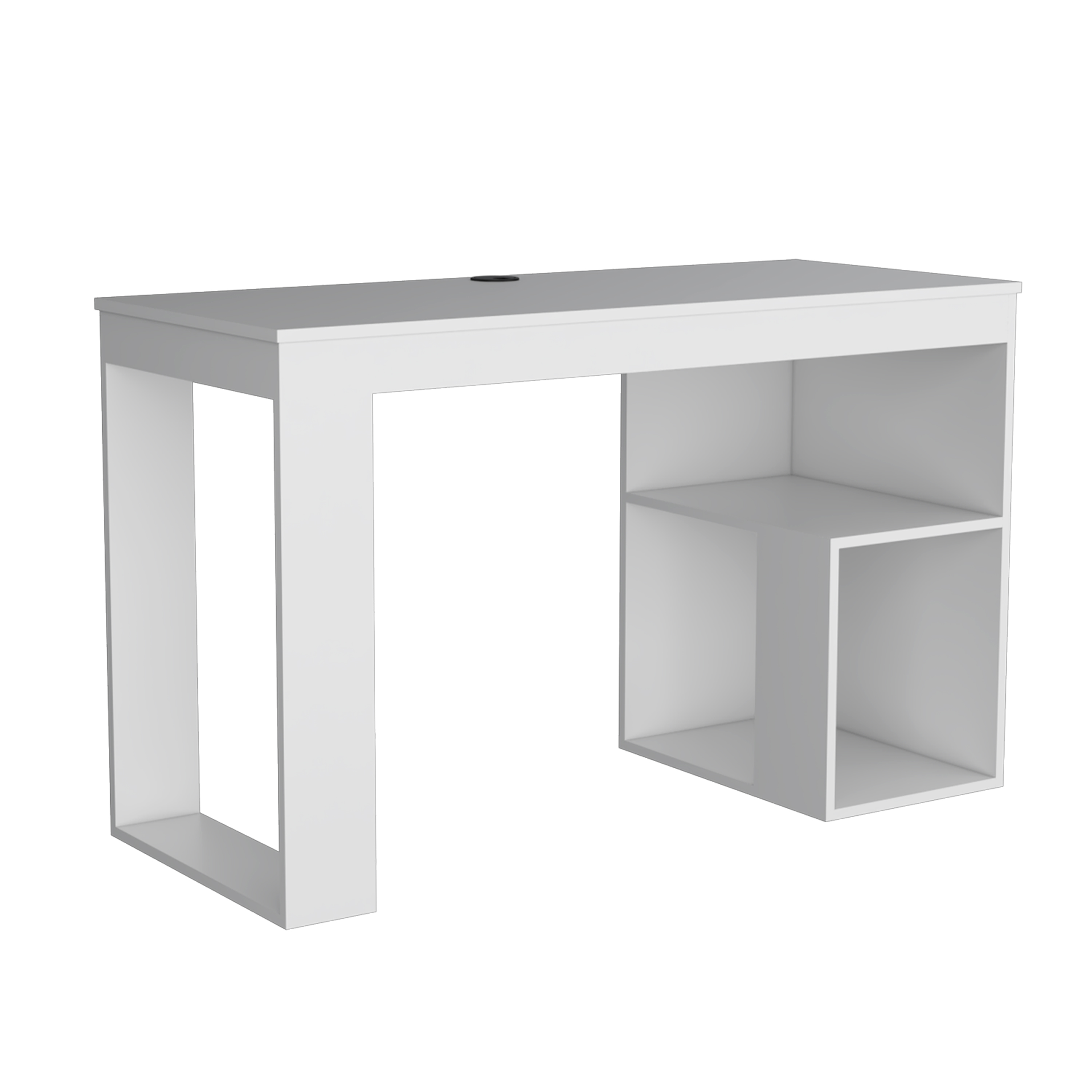 DEPOT E-SHOP Firenze Writing Desk, Two Shelves, White