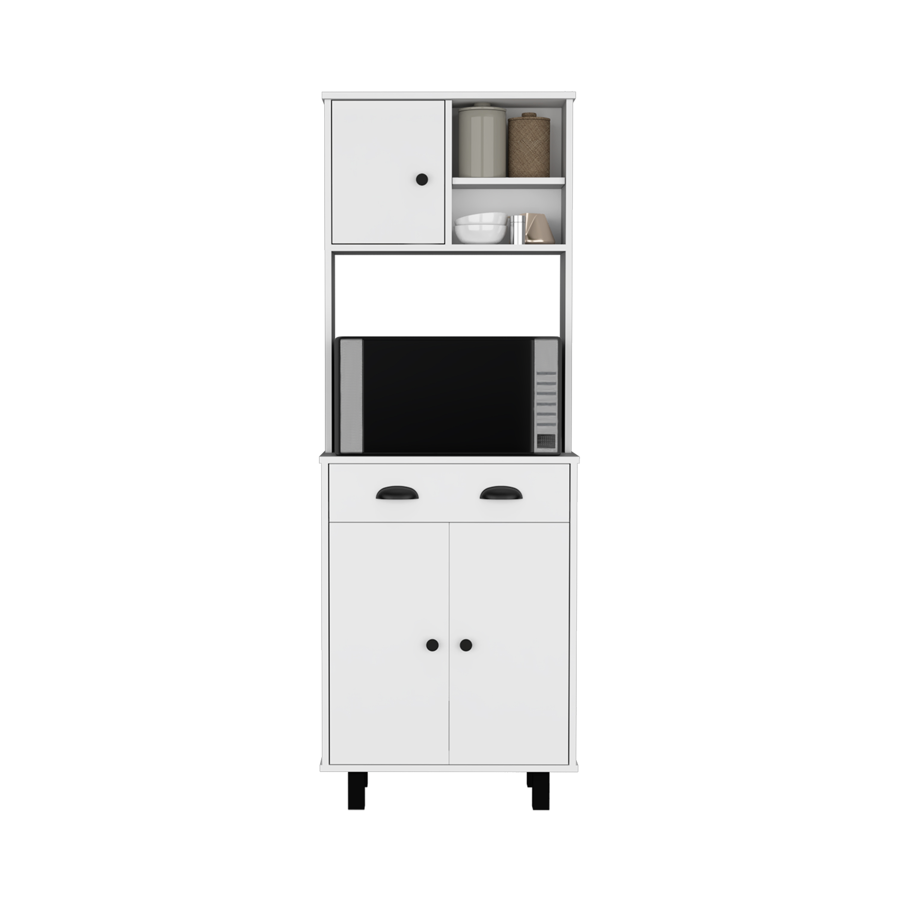 DEPOT E-SHOP Waco 67" H Kitchen Pantry with Two Cabinets, Two Open Shelves, and One Drawer,White