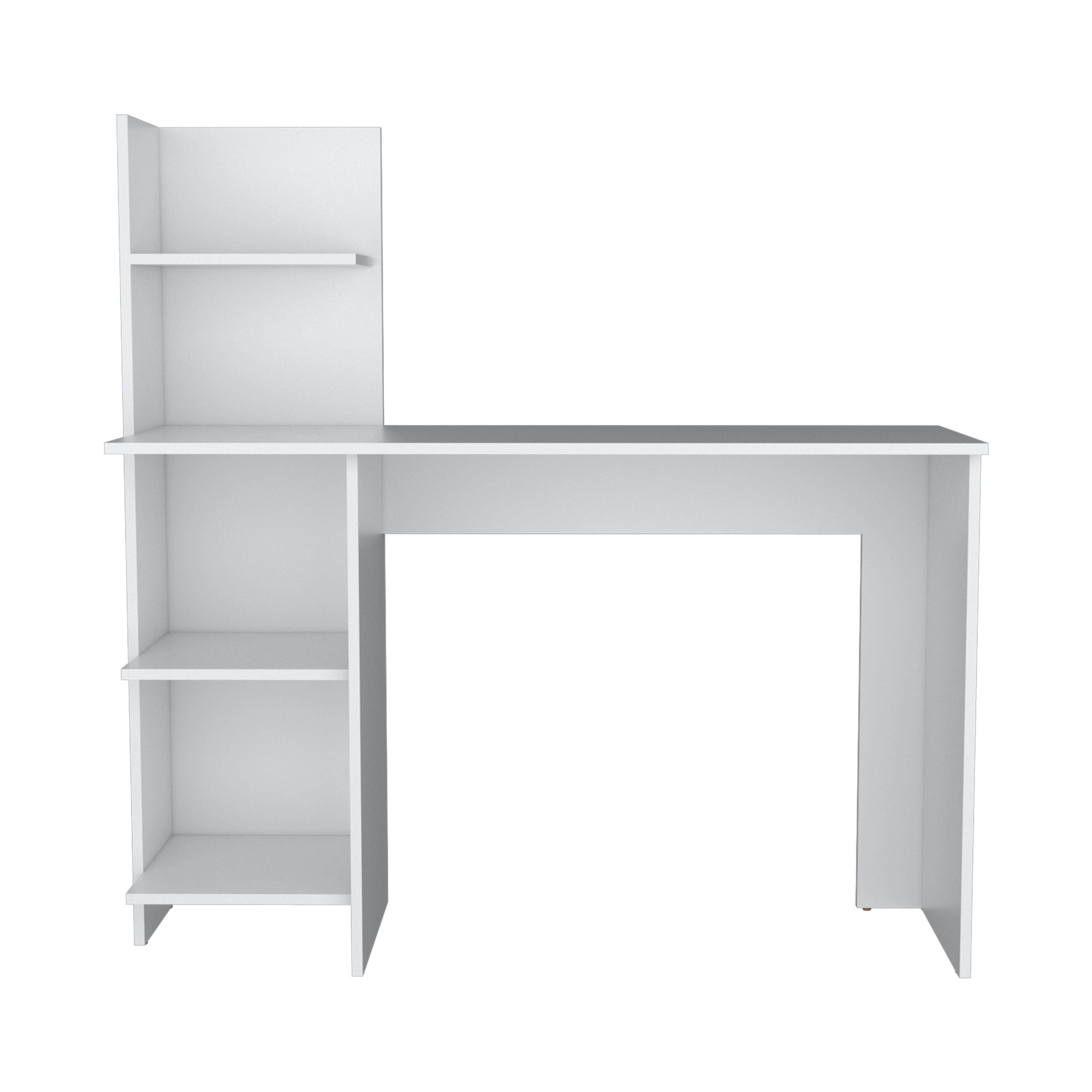 Writing Desk, Four Shelves, White