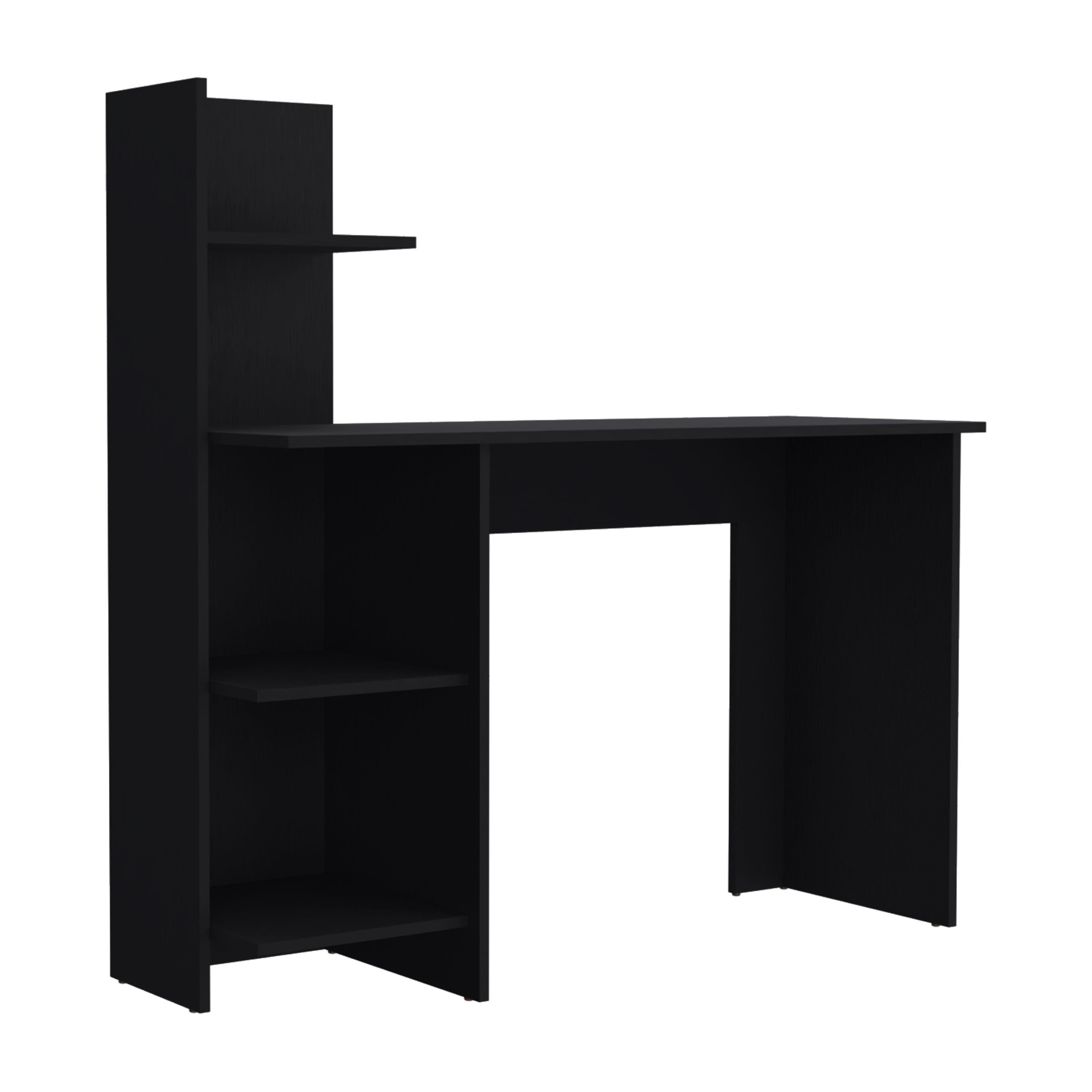 DEPOT E-SHOP Toronto 120 Writing Desk, Four Shelves, Black