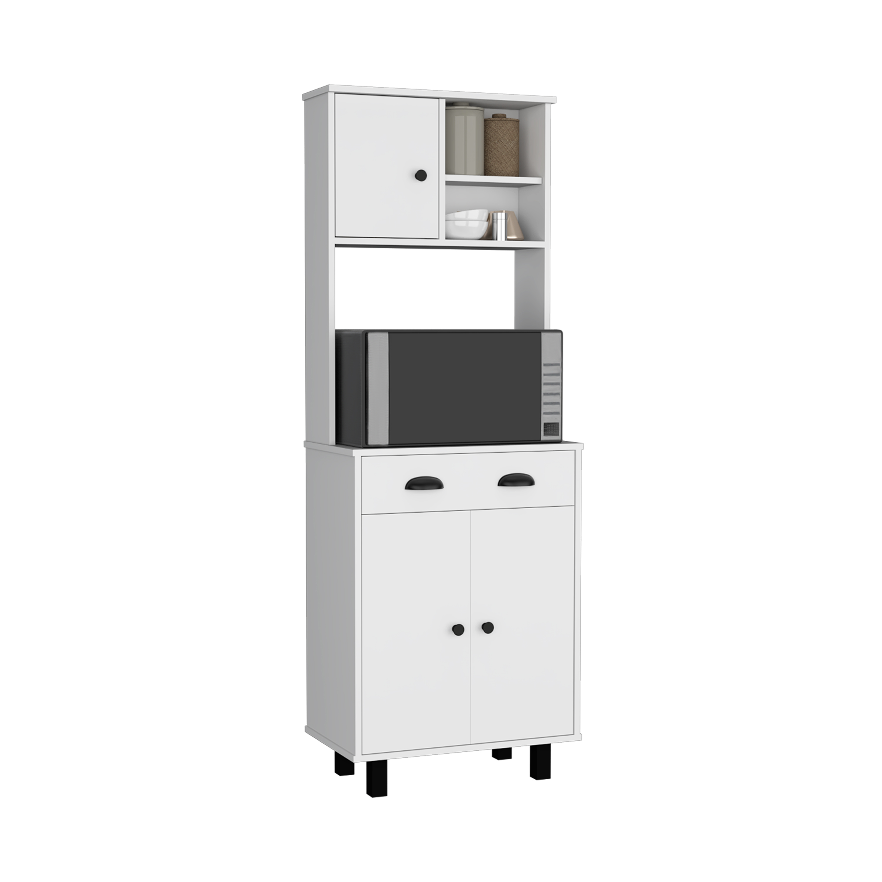 DEPOT E-SHOP Waco 67" H Kitchen Pantry with Two Cabinets, Two Open Shelves, and One Drawer,White