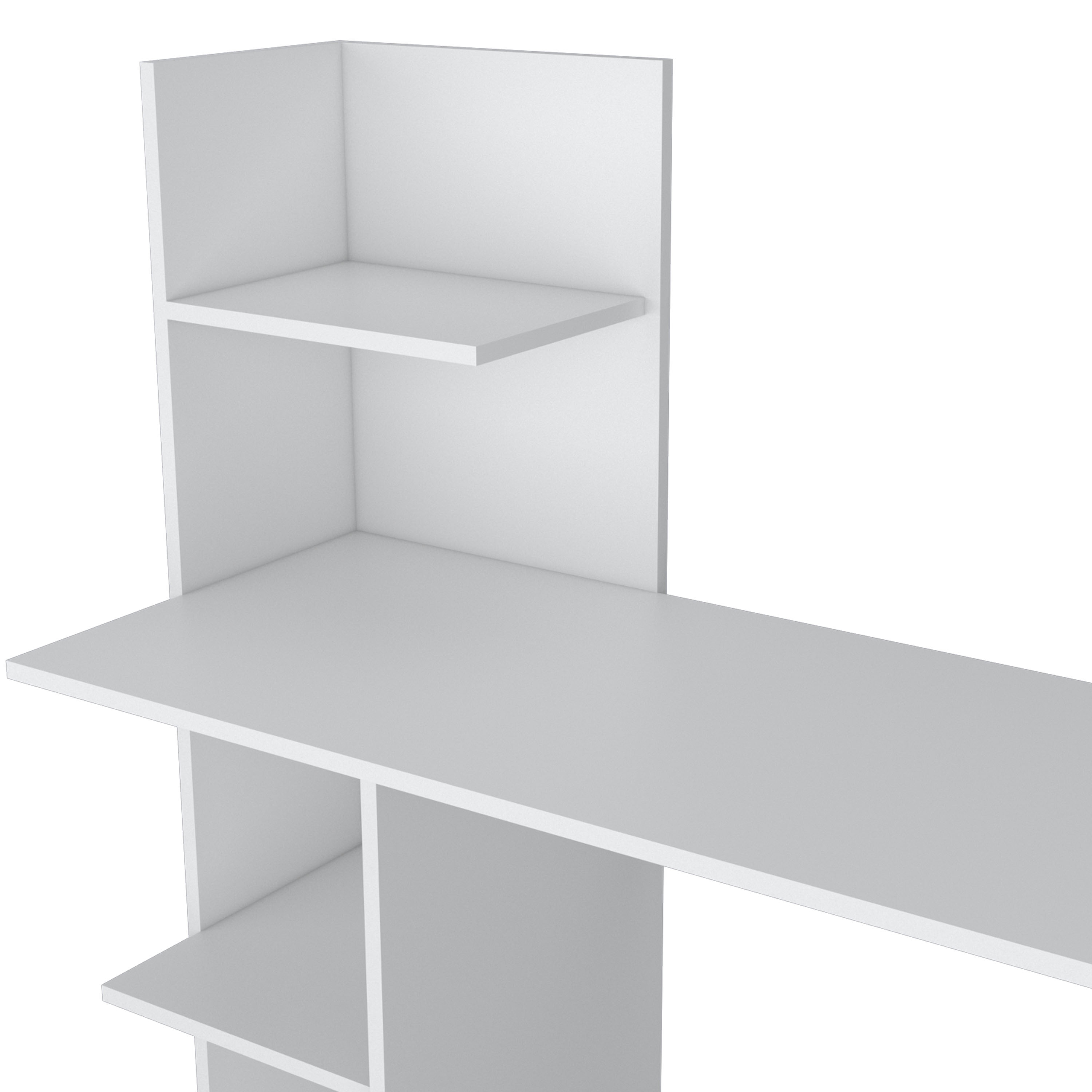 Writing Desk, Four Shelves, White