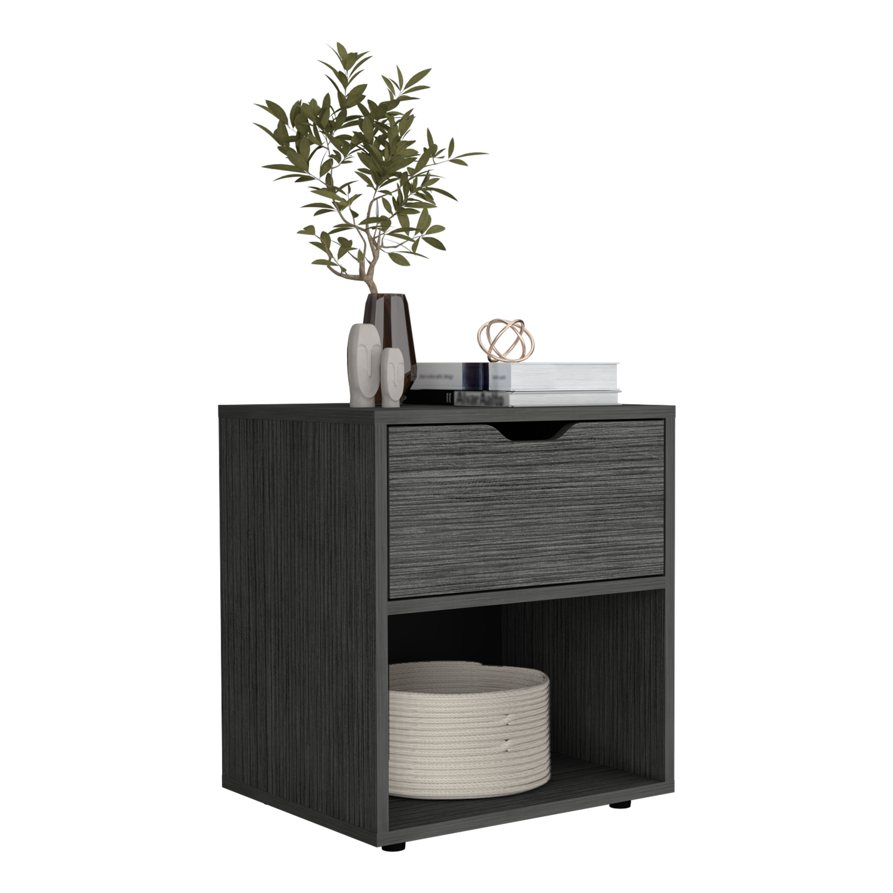 19.7" H Nightstand End Table with Open Shelf,Ligth Gray