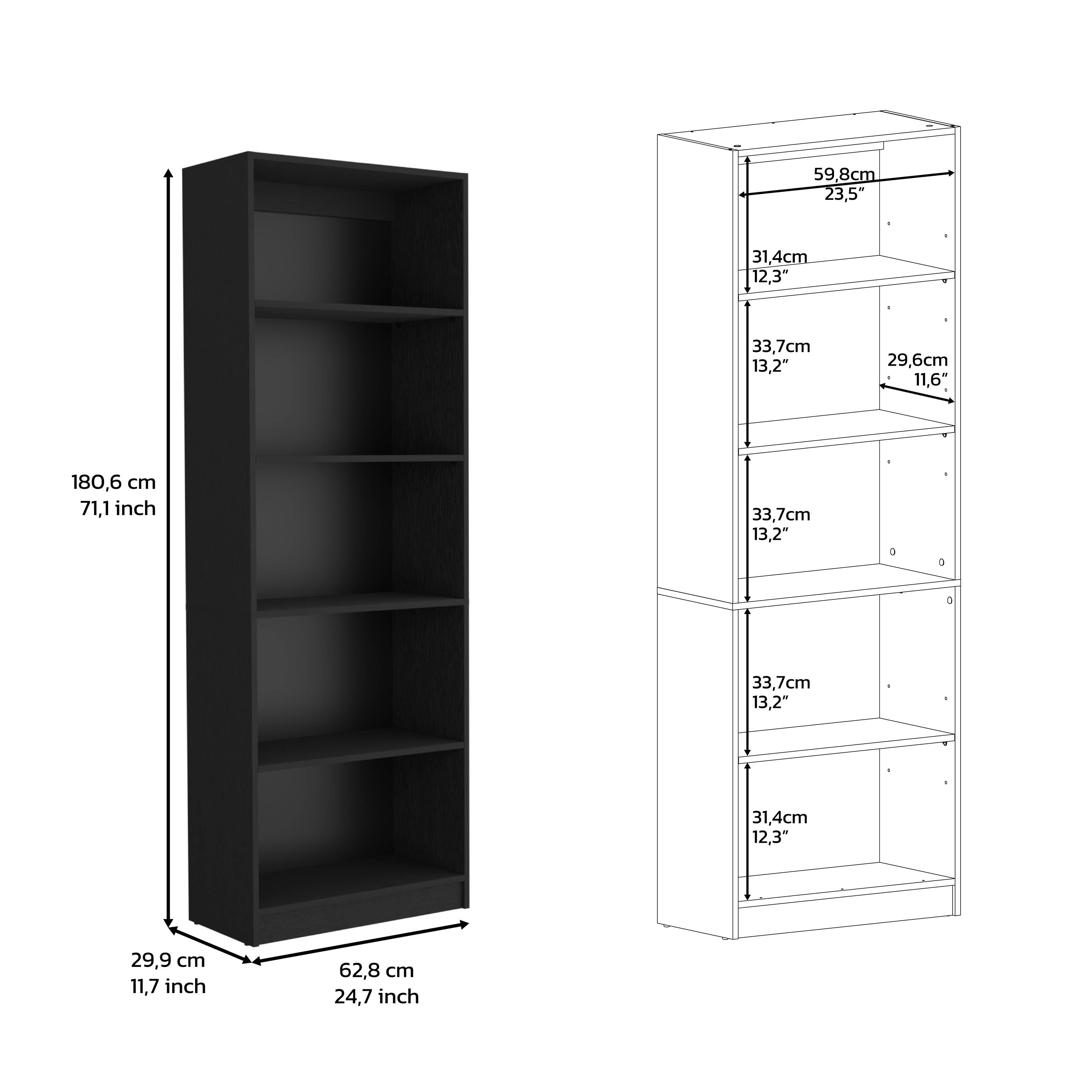 DEPOT E-SHOP Vinton 4-Tier Bookcase with Modern Storage for Books and Decor, Black