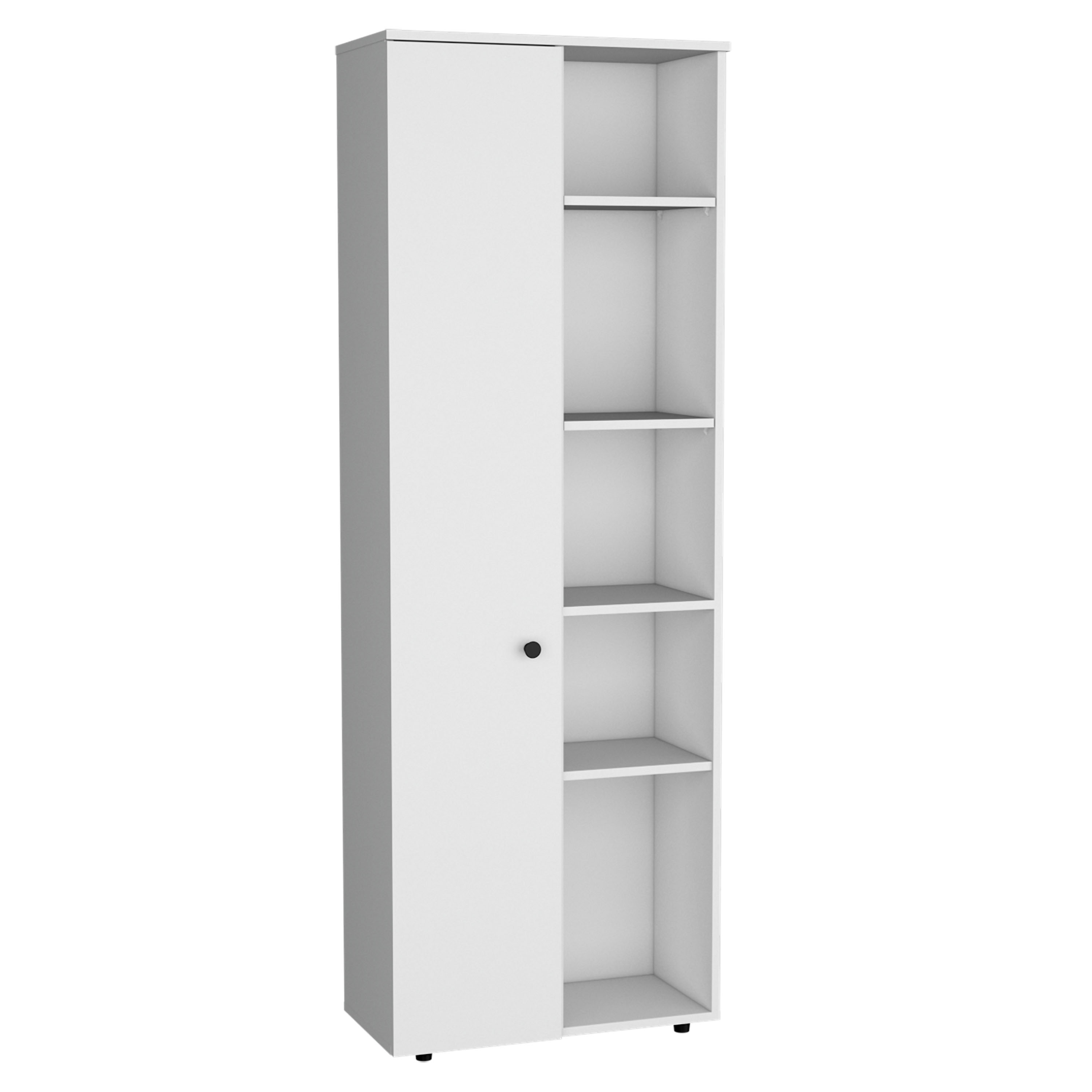 DEPOT E-SHOP Cary 67" H Kitchen Storage Cabinet With One Door, Five Interior Shelves and Five Exterior Shelves,White