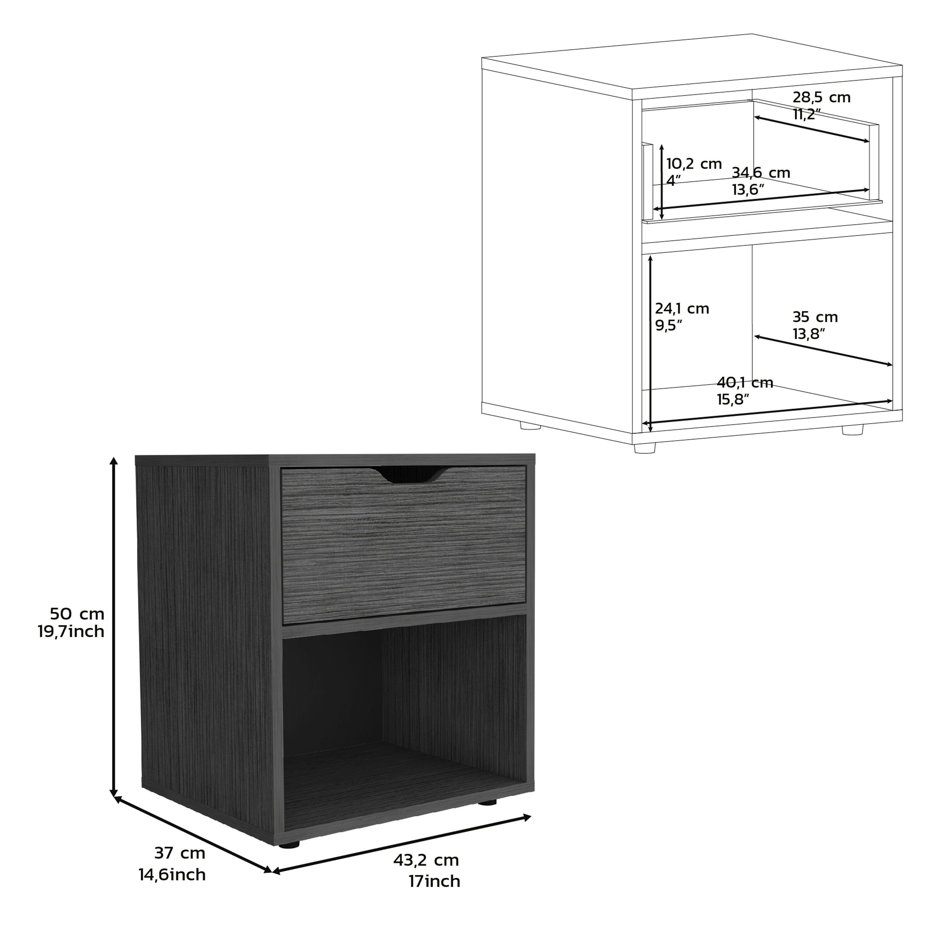 19.7" H Nightstand End Table with Open Shelf,Ligth Gray