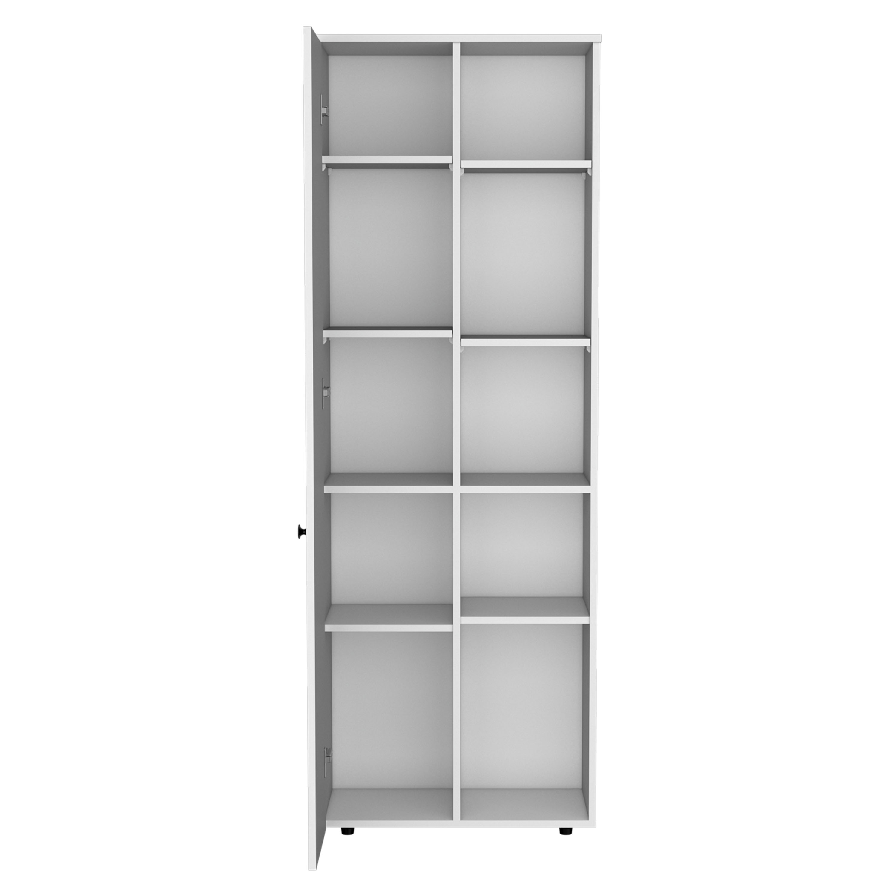 DEPOT E-SHOP Cary 67" H Kitchen Storage Cabinet With One Door, Five Interior Shelves and Five Exterior Shelves,White