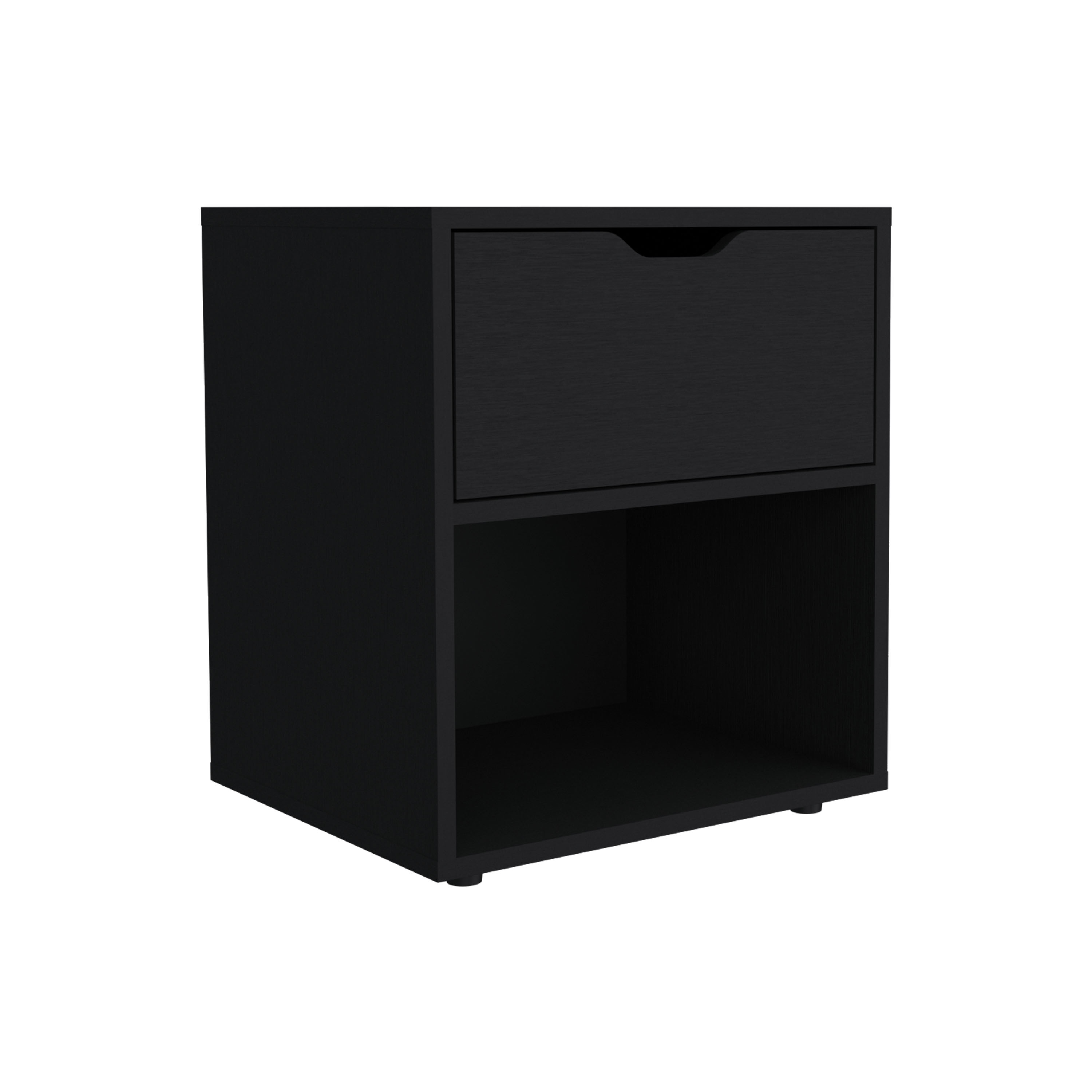 19.7" High Nightstand End Table with Open Shelf,Black