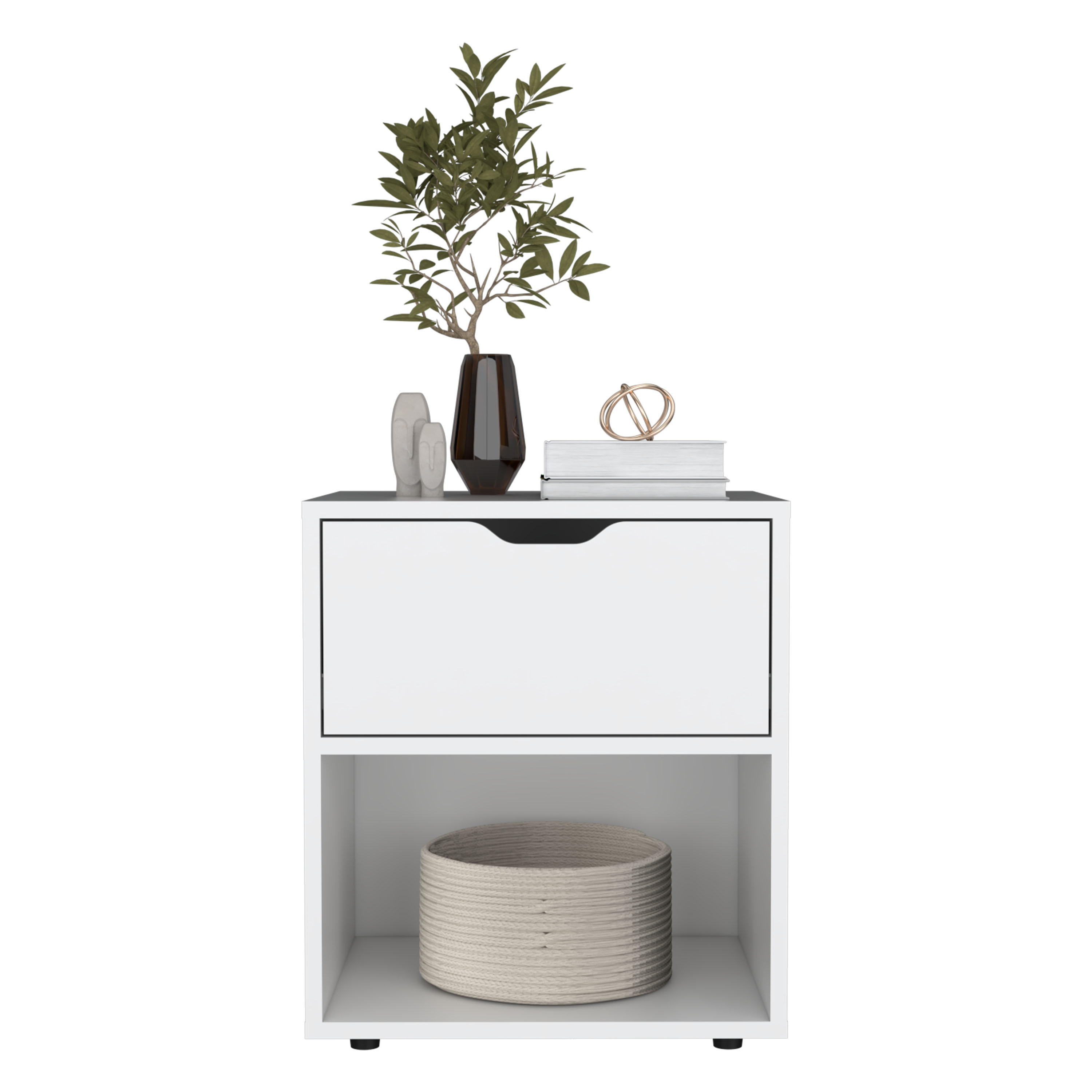 DEPOT E-SHOP Adak 19.7" H Nightstand End Table with Open Shelf,White