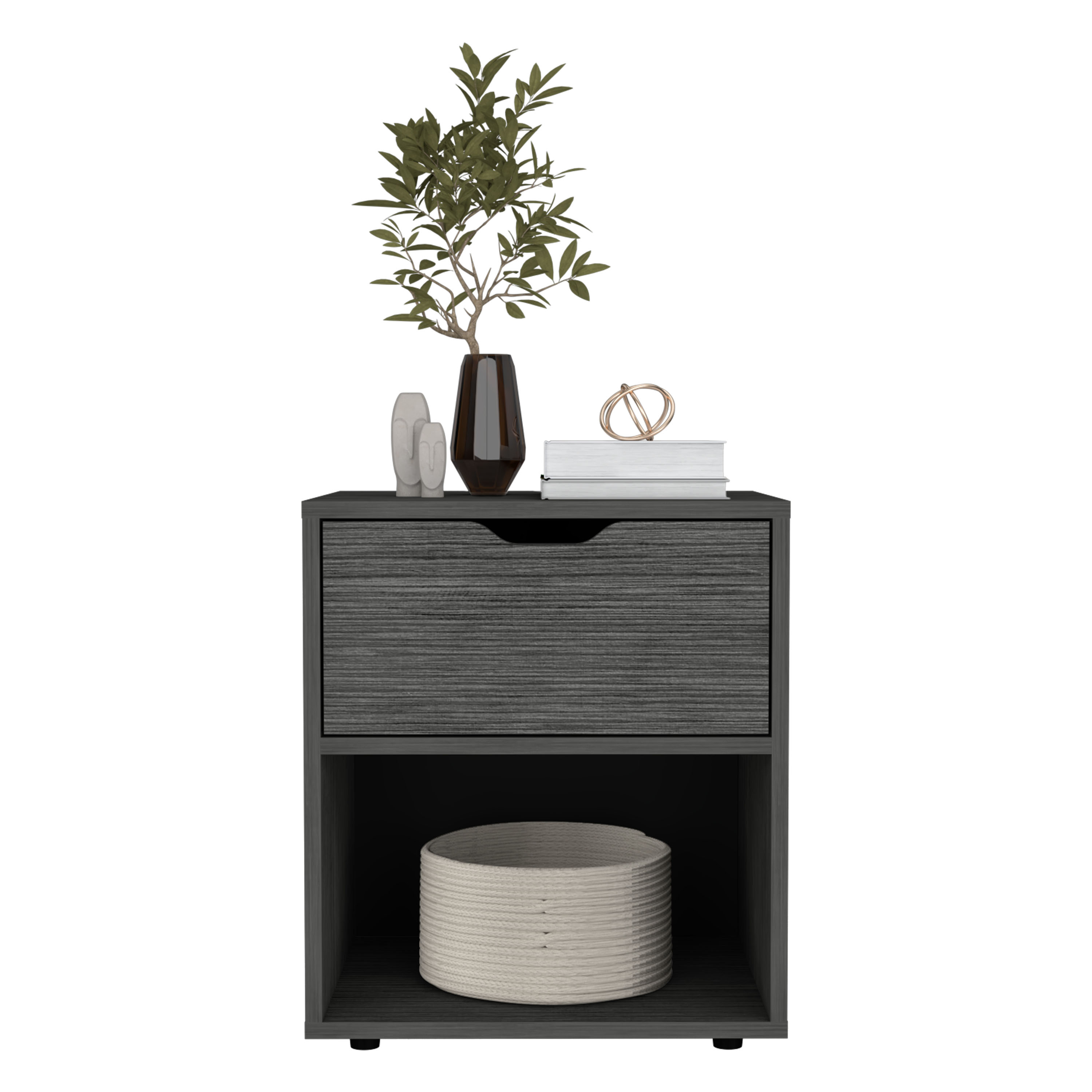 19.7" H Nightstand End Table with Open Shelf,Ligth Gray