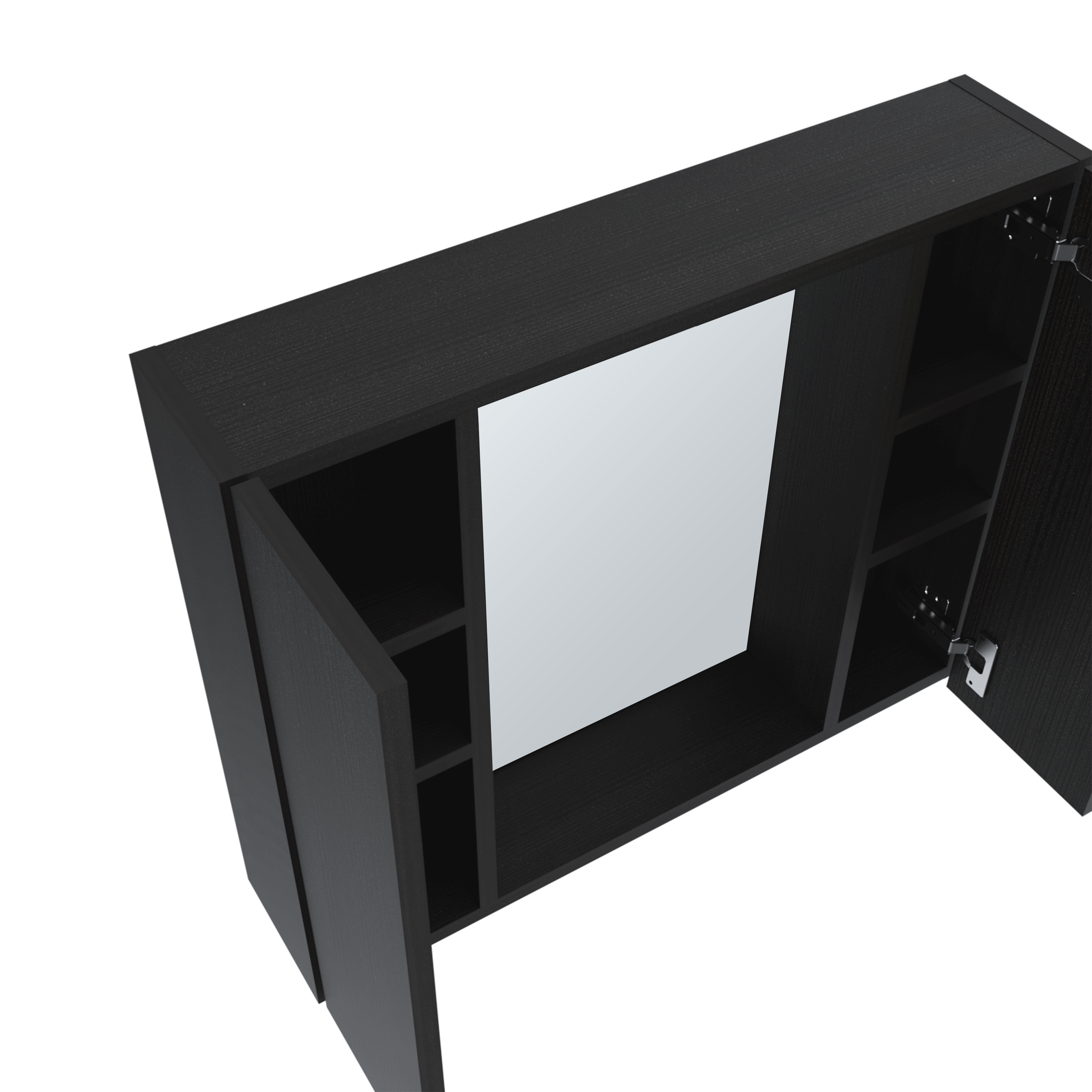 Medicine 19H" Double Door Cabinet, One External Shelf, Black