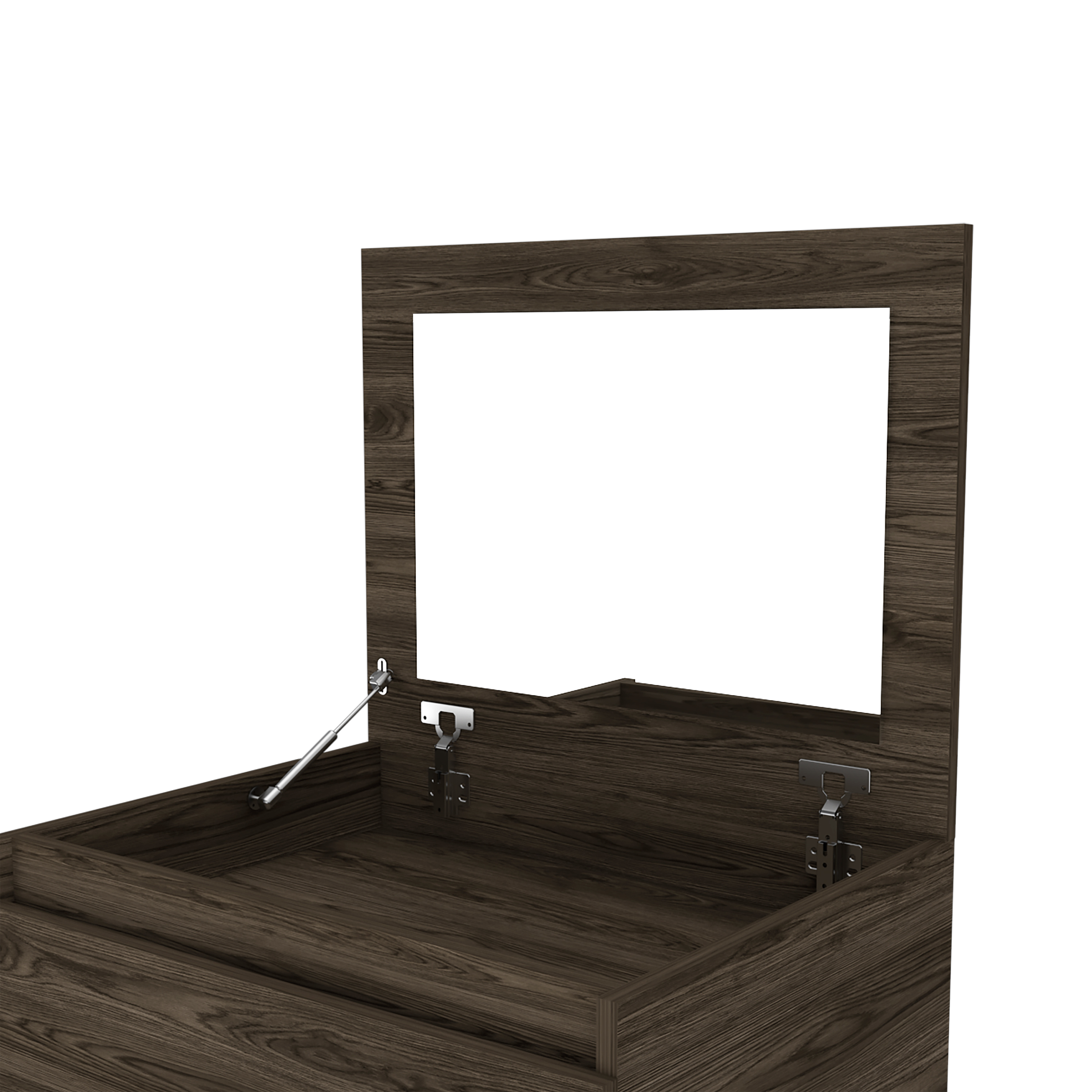 DEPOT E-SHOP Diamond Dresser, Jewelry Box, Mirror, Single Door Cabinet, Two Drawers, Dark Walnut