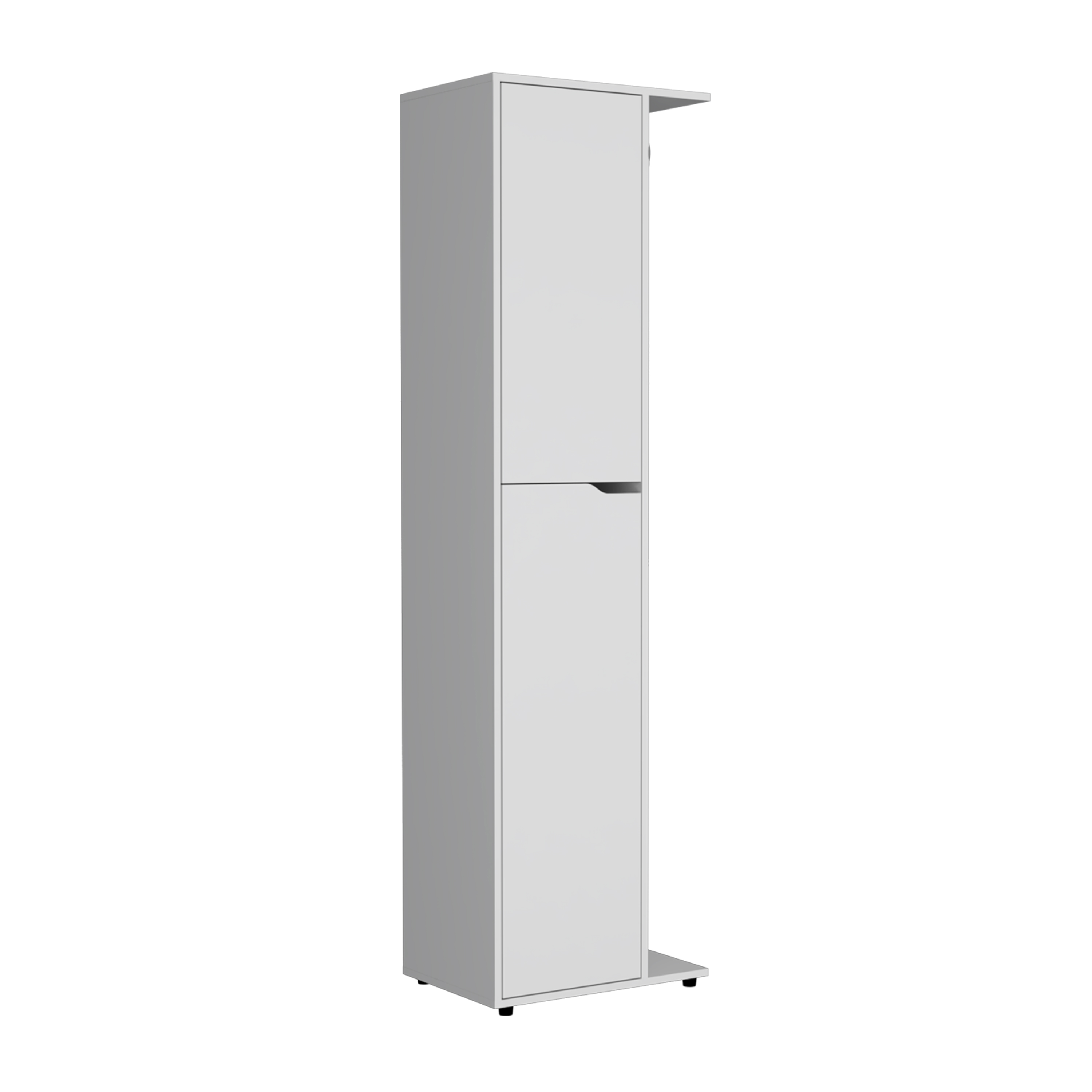 71.3" H Broom Storage Closet with One Door, Four Shelves and Broom and Mop Holder,White