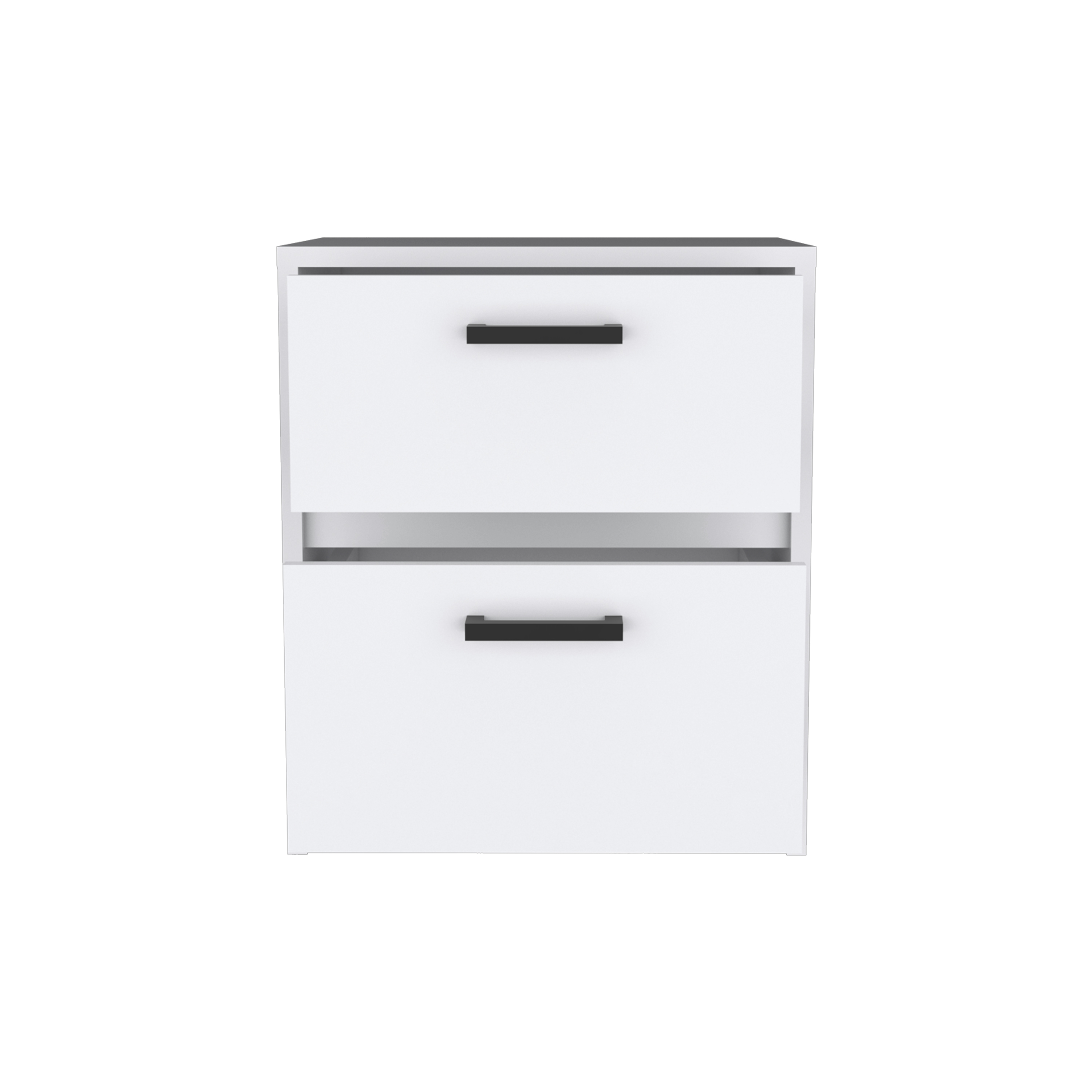 Nightstand 18"H , 2 Drawers with Metal Handles, White