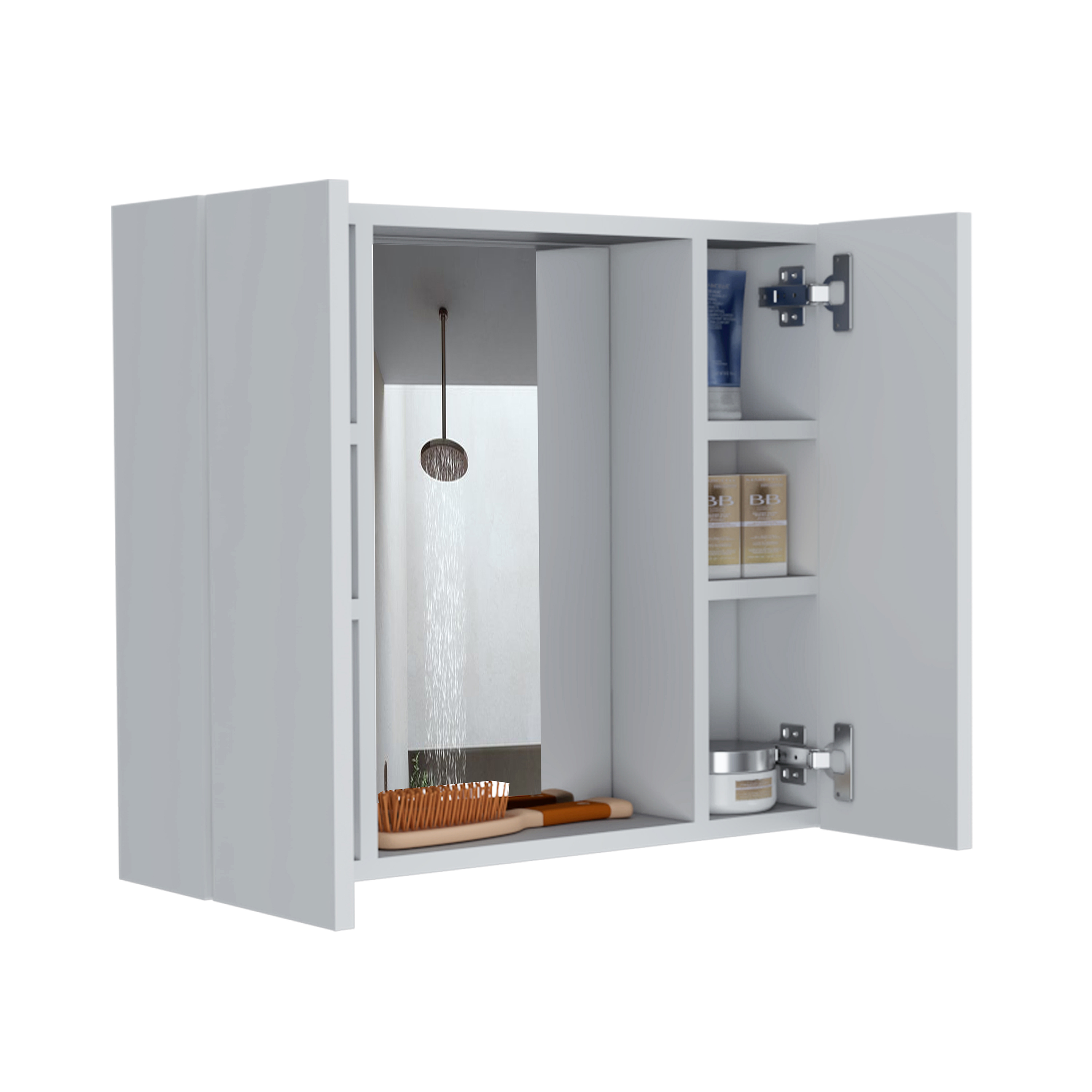 Medicine 19H" Double Door Cabinet, One External Shelf, White