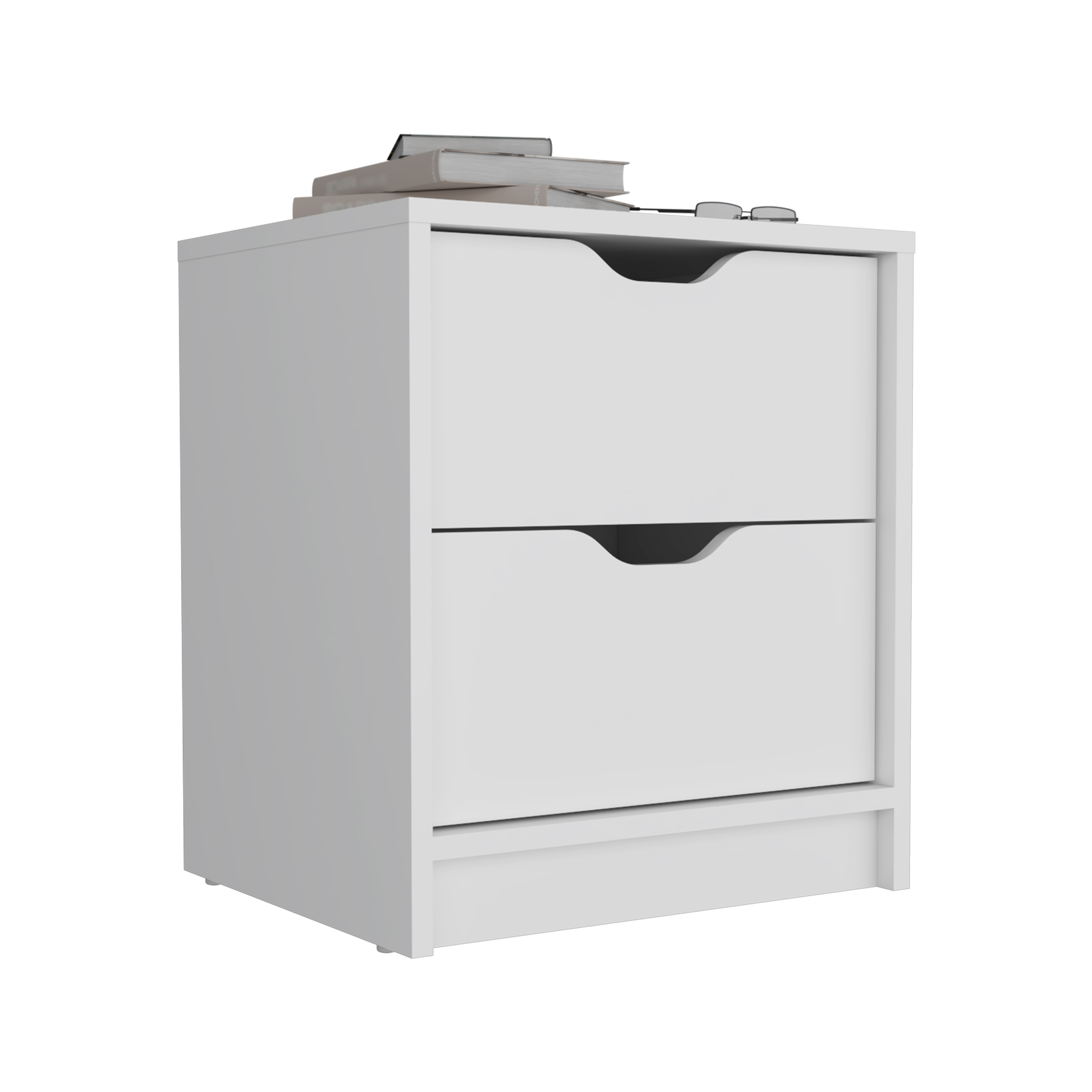 Double Drawer Nightstand 19"H, Bedside Table, White