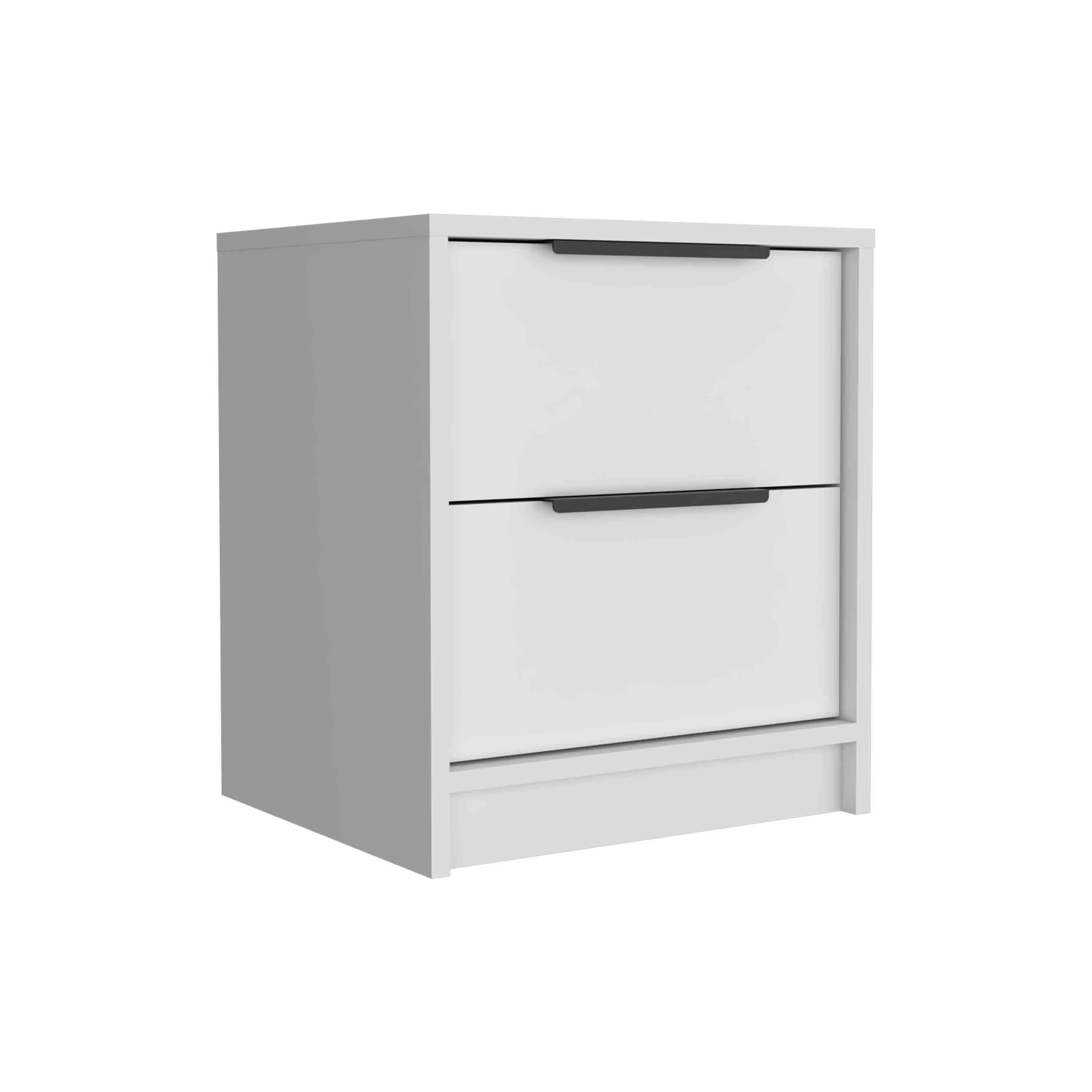 Modern Nightstand 19" H, Two Drawers, White