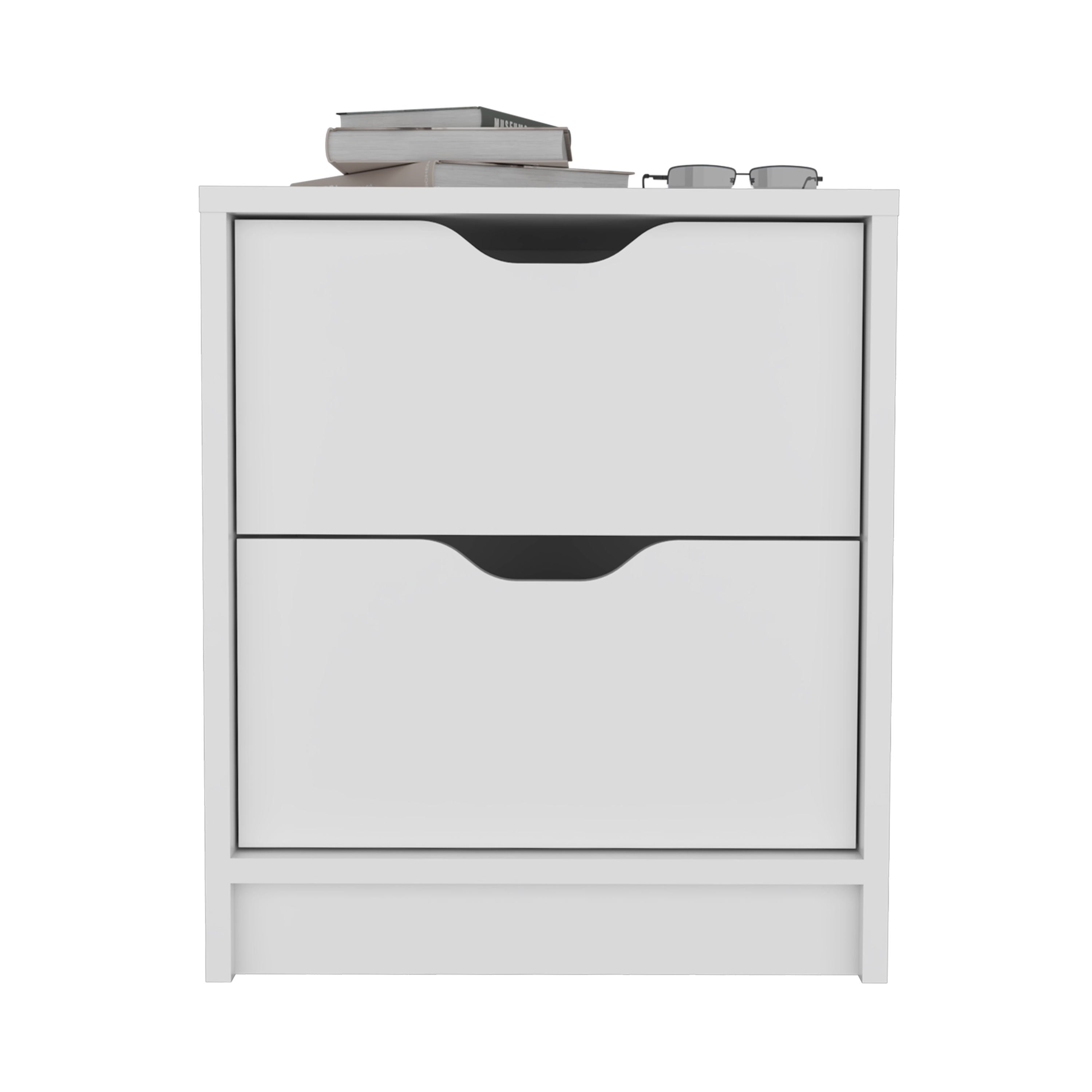 Double Drawer Nightstand 19"H, Bedside Table, White