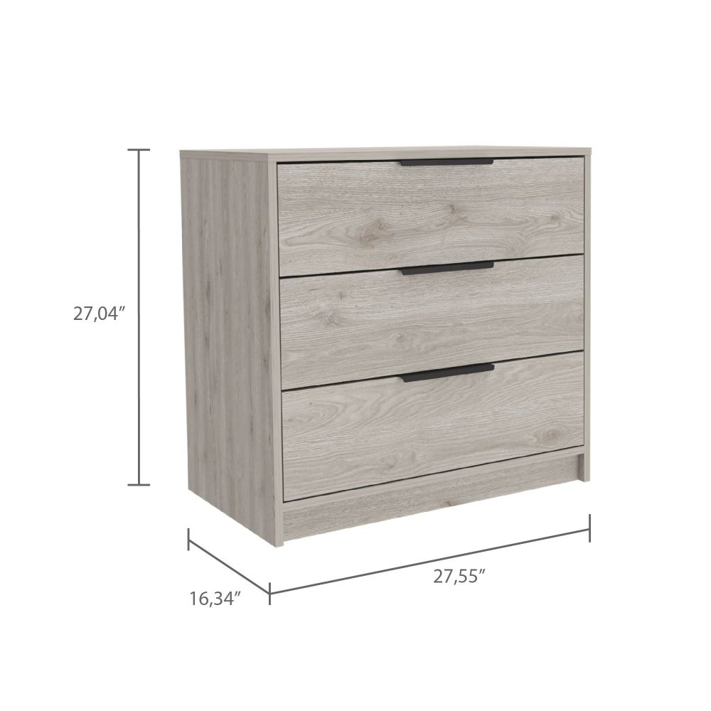 Dresser 27"H, 3 Drawers Dresser, Superior Top, Light Gray