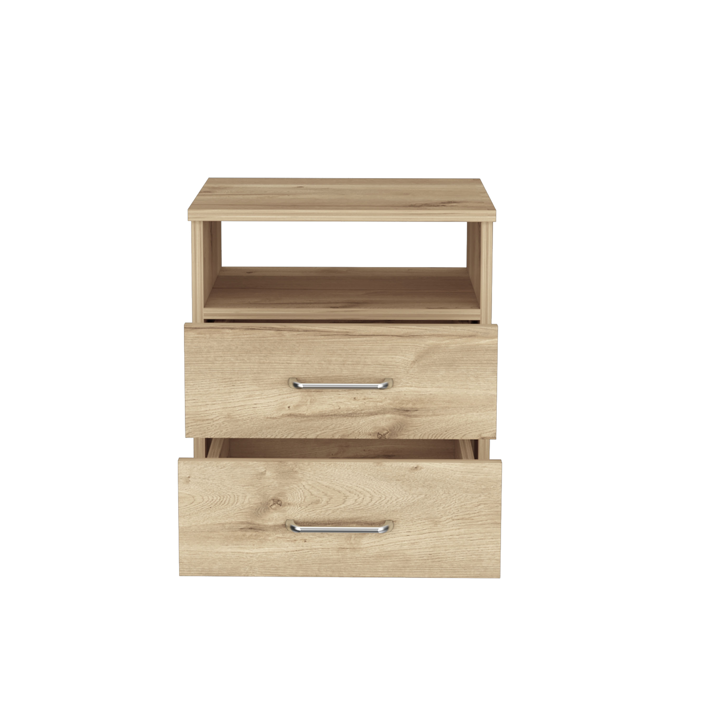 Nightstand 20"H, Two Drawers, One Shelf, Superior Top, Light Oak