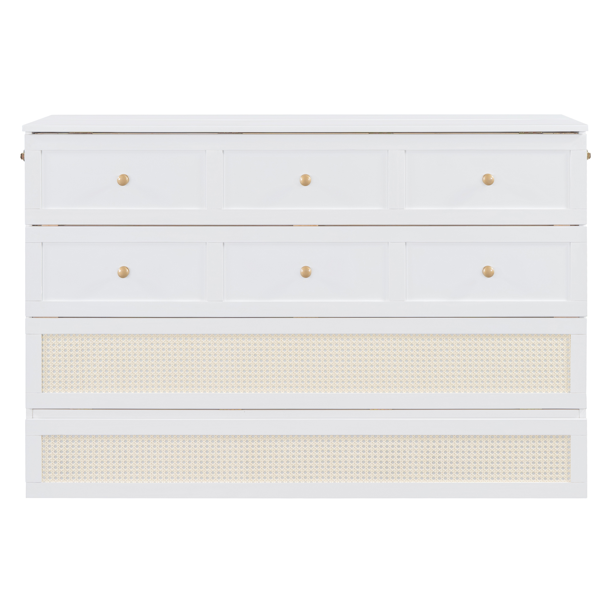 Queen Murphy Bed with Large Drawers,White