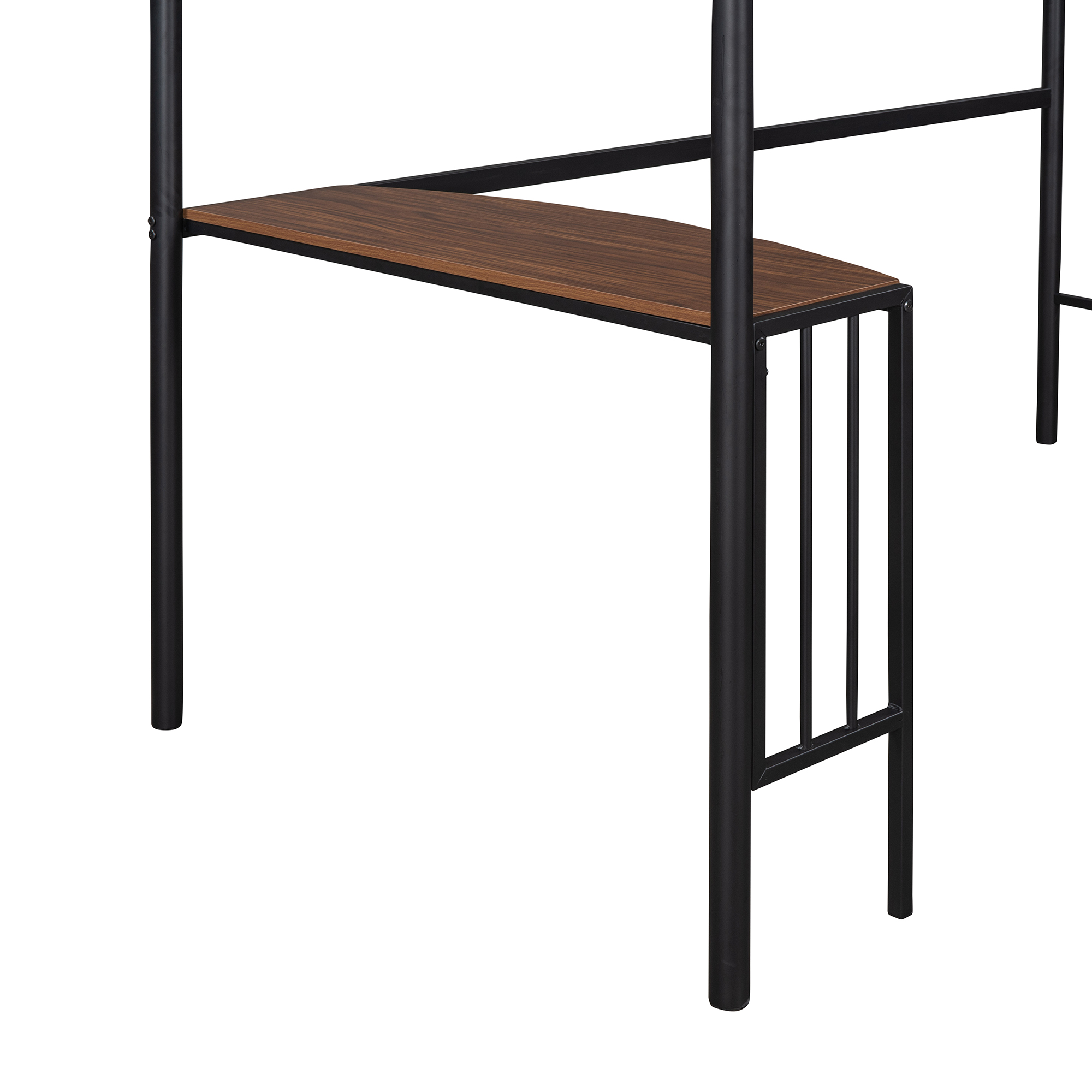 Twin Metal Loft Bed with Desk, Ladder and Guardrails, Loft Bed for Bedroom, Black(OLD SKU : MF195191AAB)