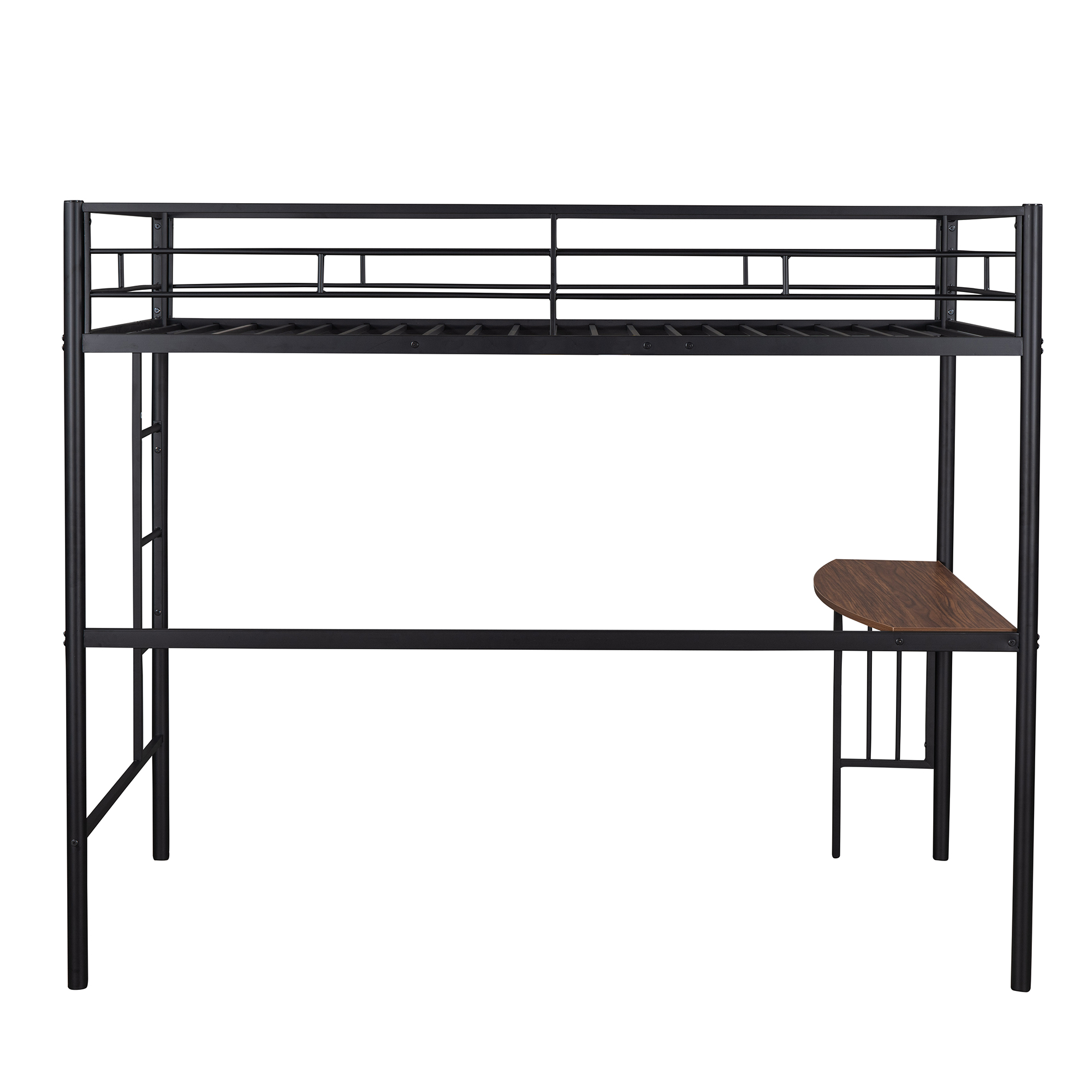 Twin Metal Loft Bed with Desk, Ladder and Guardrails, Loft Bed for Bedroom, Black(OLD SKU : MF195191AAB)