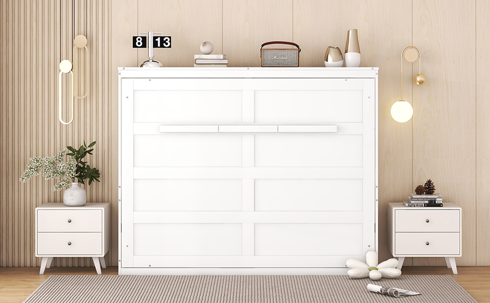 Full Size Murphy Bed Wall Bed,White