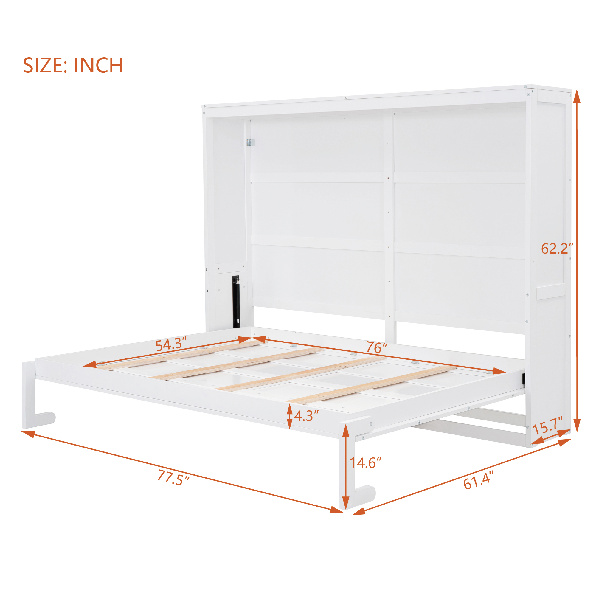 Full Size Murphy Bed Wall Bed,White