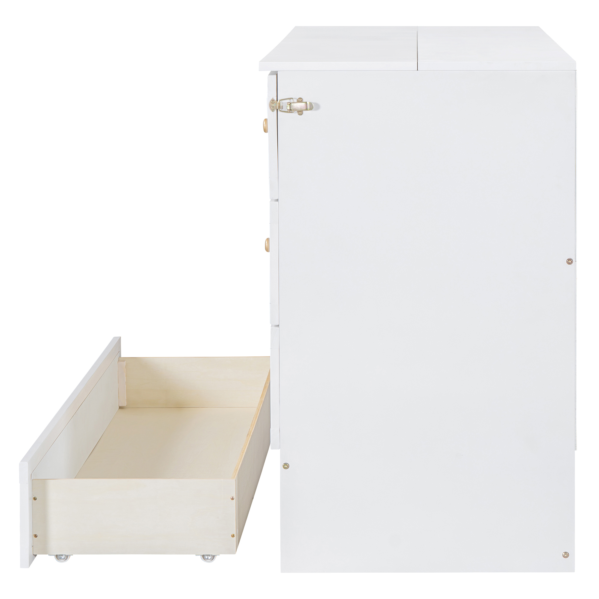 Queen Murphy Bed with Large Drawers,White