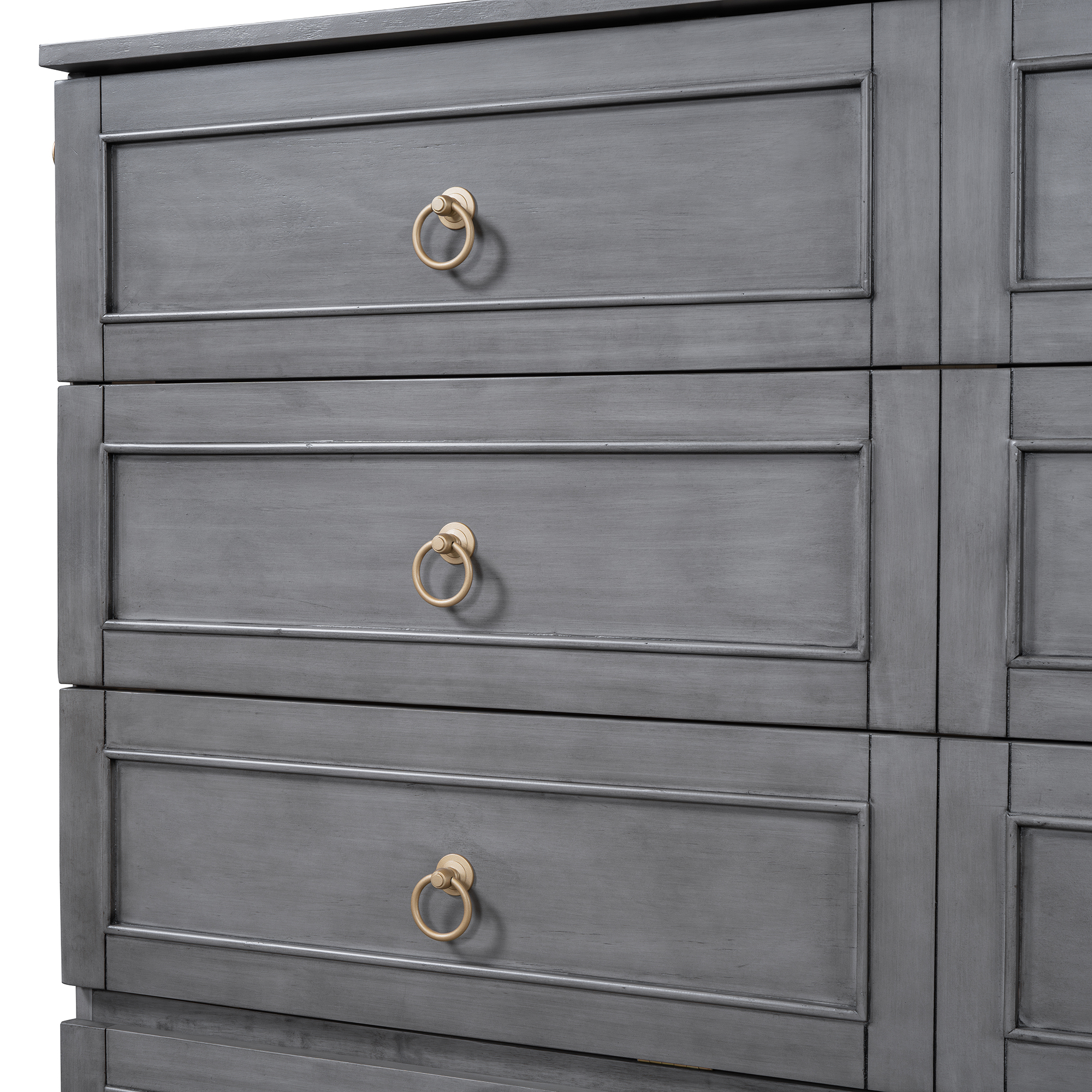 Queen Murphy Bed with Large Drawers,Gray