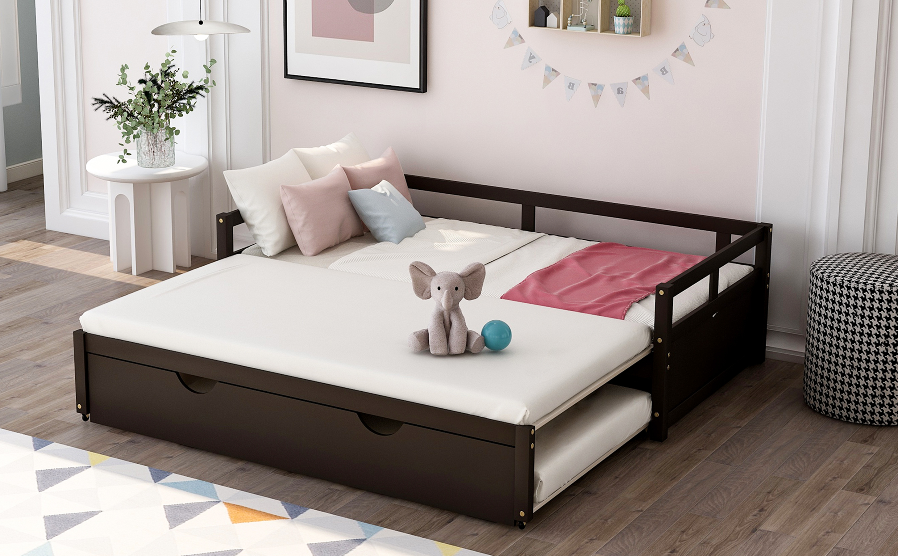 Details about   Universal Twin Size Daybed Trundle Metal Frame Roll Away Pull Out Guest Bed Kids 