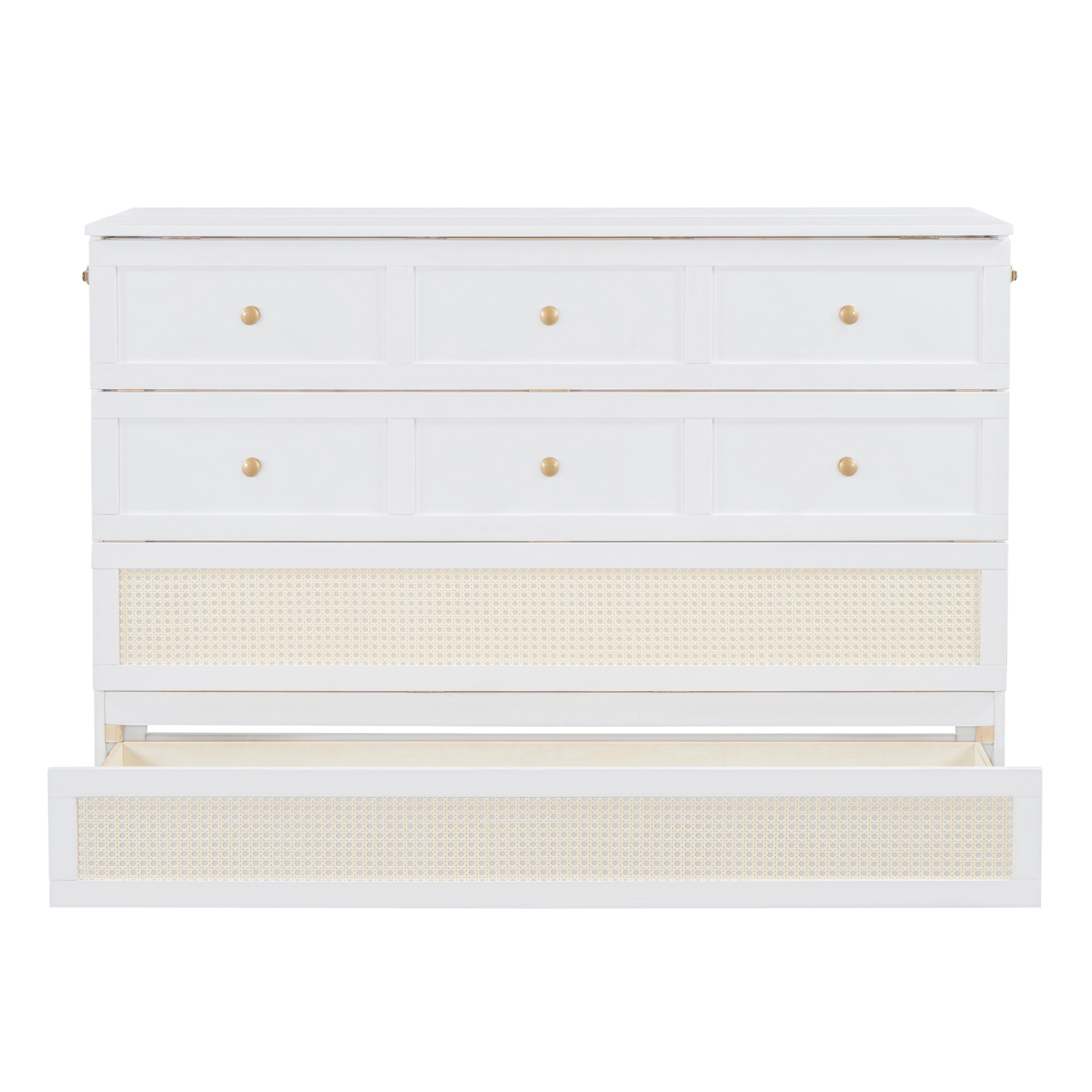 Queen Murphy Bed with Large Drawers,White