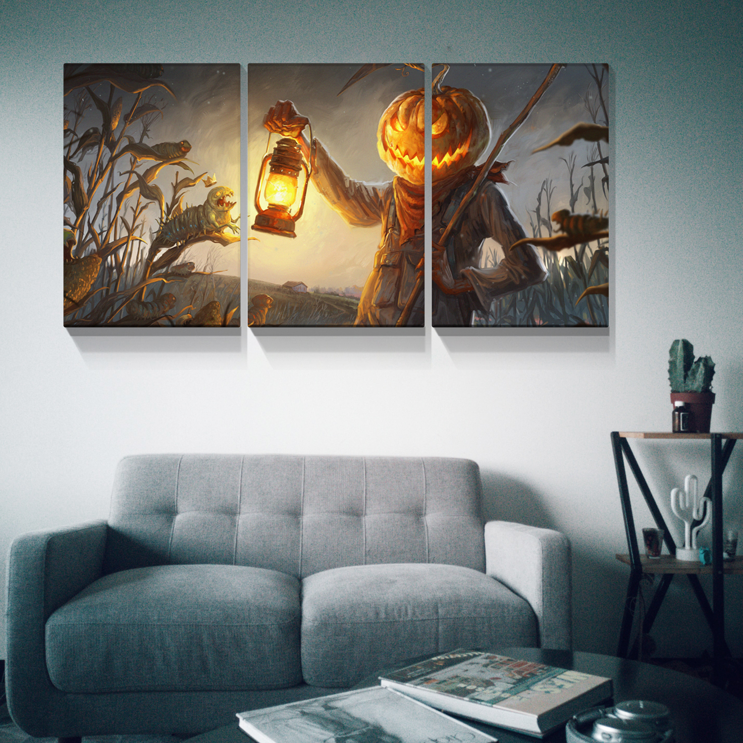 3 Panels Halloween Personalized Canvas Wall Art Prints with Custom Text Message for Halloween Holidays Wall Art - Customized Gifts for Halloween Wall Decor 2030inch Thickness 1.5inch