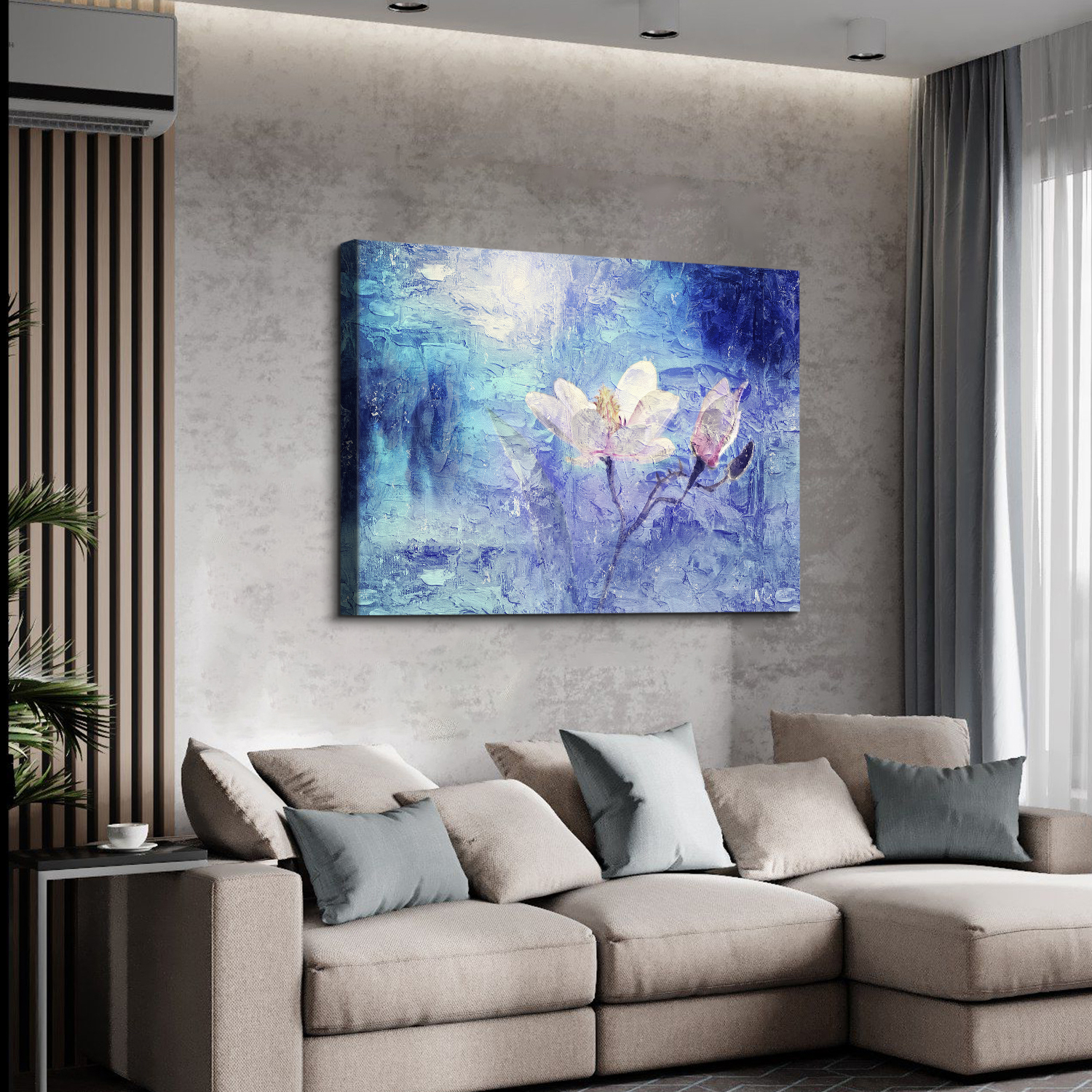 Framed Canvas Wall Art Decor Abstract Style Painting, Impressionism Lotus Painting Decoration For Office Living Room, Bedroom Decor-Ready To Hang 1812in-thickness 1.5inch