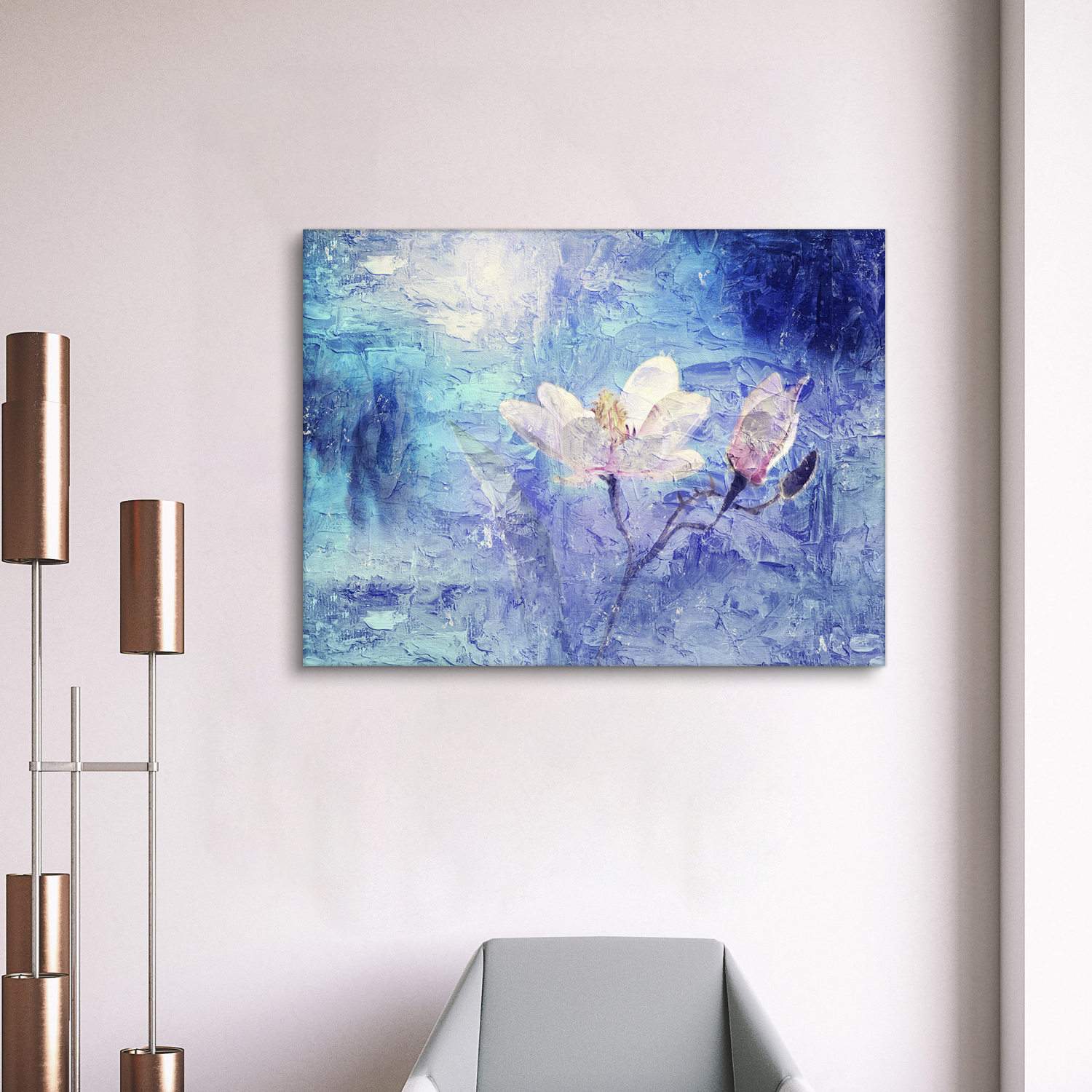 Framed Canvas Wall Art Decor Abstract Style Painting, Impressionism Lotus Painting Decoration For Office Living Room, Bedroom Decor-Ready To Hang 1812in-thickness 1.5inch