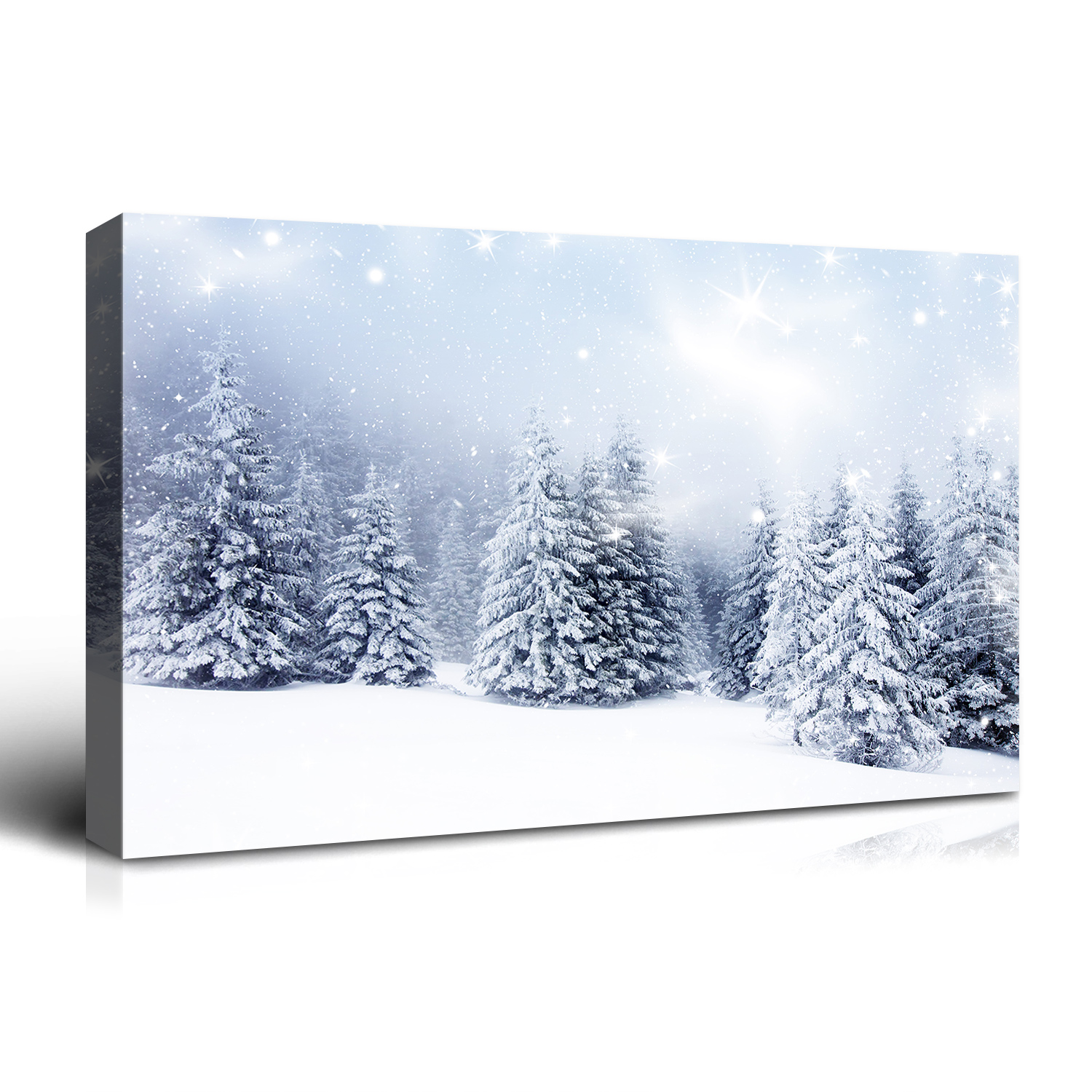 Framed Canvas Wall Art Decor Painting For Chrismas, Winter Pine Forest Chrismas Gift Painting For Chrismas Gift, Decoration For Chrismas Eve Living Room, Bedroom Decor-2418in-Thickness 1.5inch