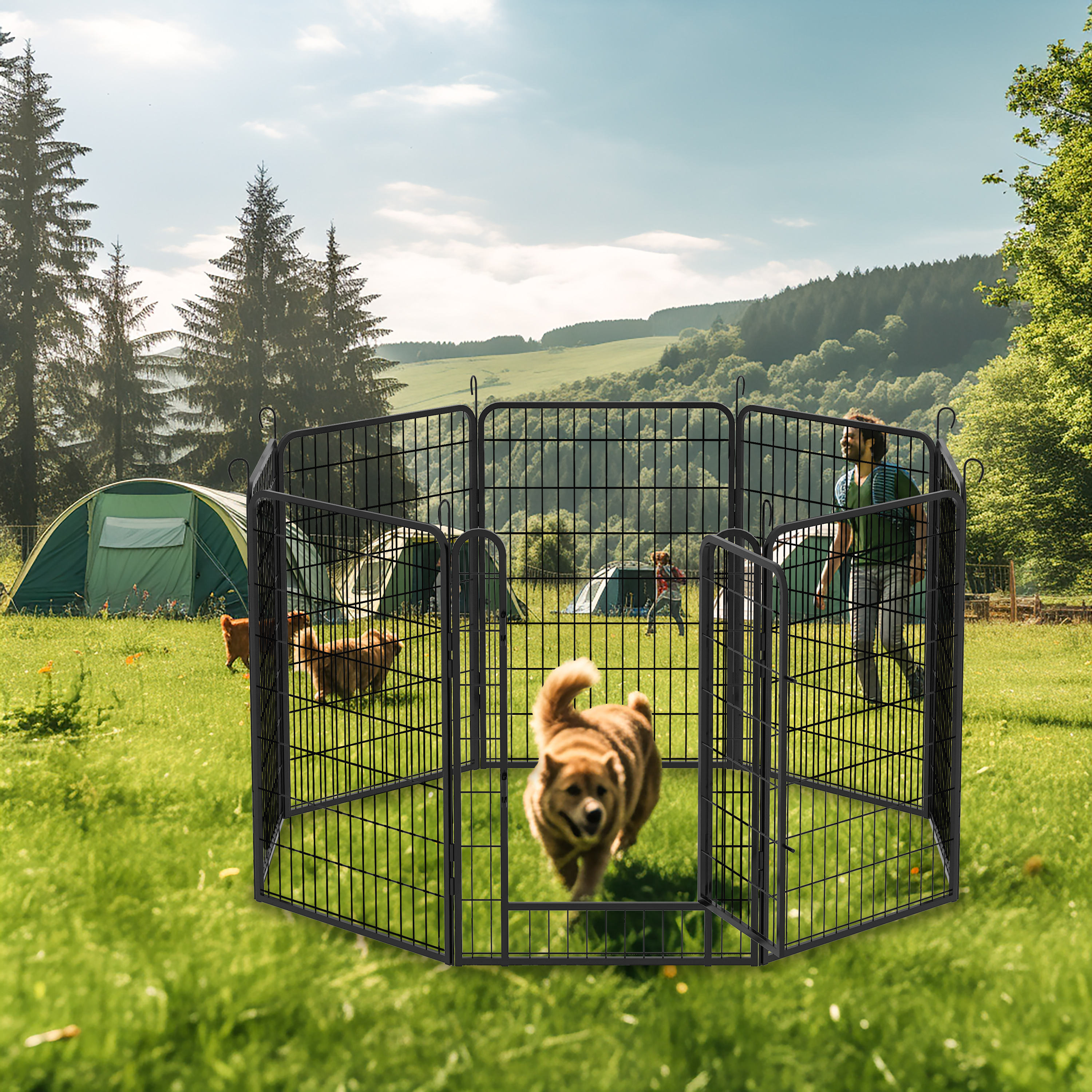 8 Panels Heavy Duty Metal Playpen with door,39.37"H Dog Fence Pet Exercise Pen for Outdoor, Indoor