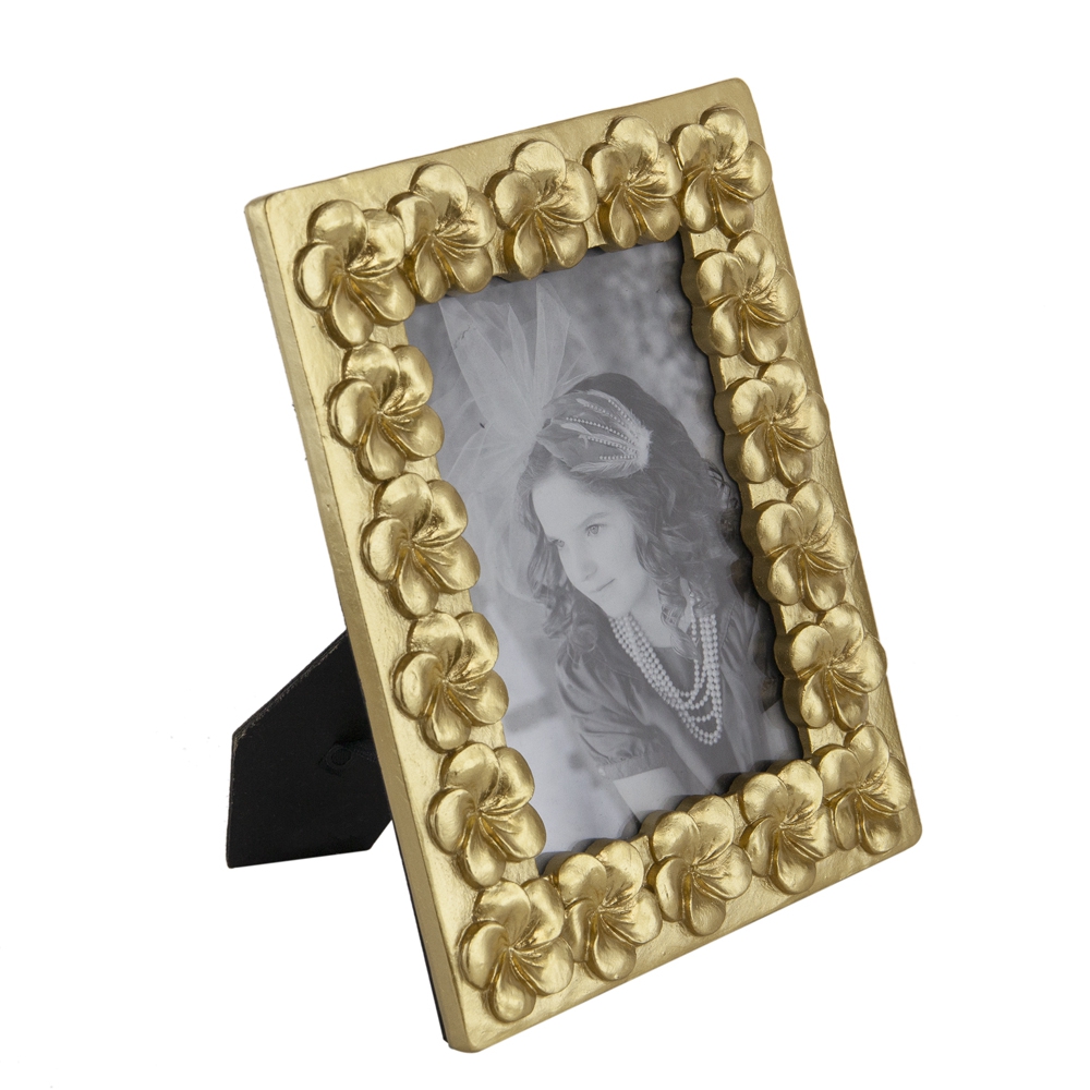 7.5x9.5" Vintage Gold Photo Frame with Flower Design