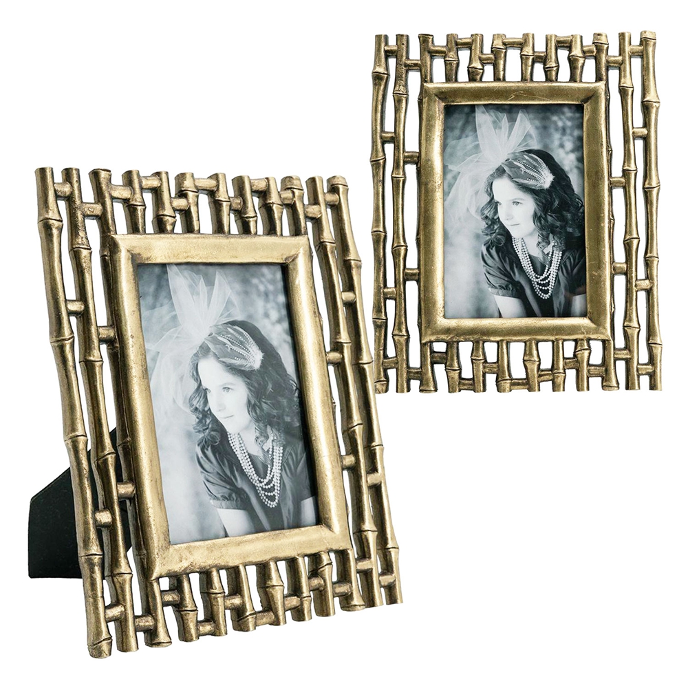 Set of 2, 7.5x9.5" Gold Photo Frame, 4x6" Opening