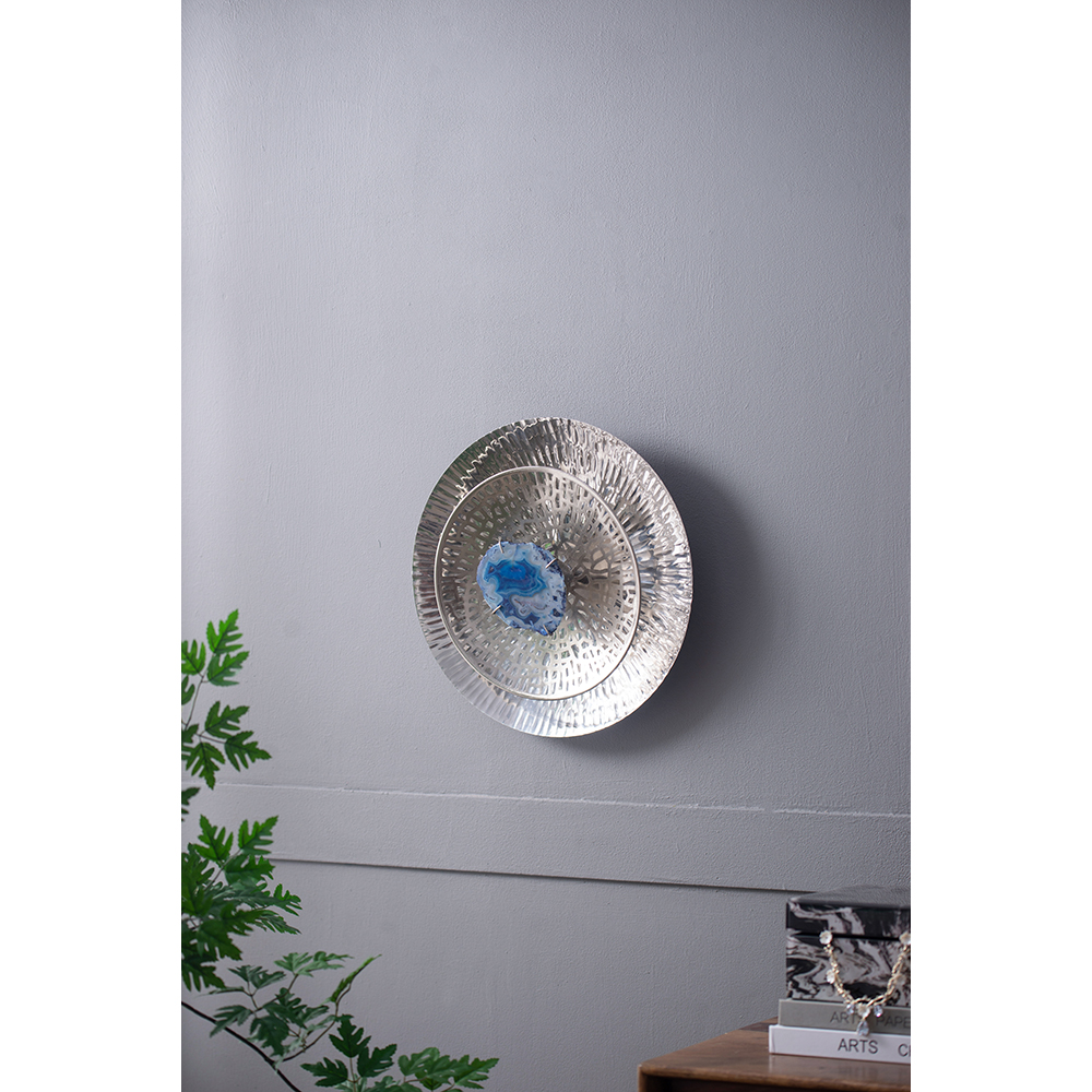 Silver Textured Oversized Disc, Wall Decor for Living Room Bedrrom Entryway Office, Set of 3