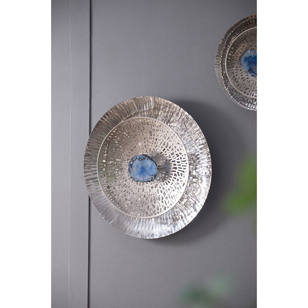 Silver Textured Oversized Disc, Wall Decor for Living Room Bedrrom Entryway Office, Set of 3