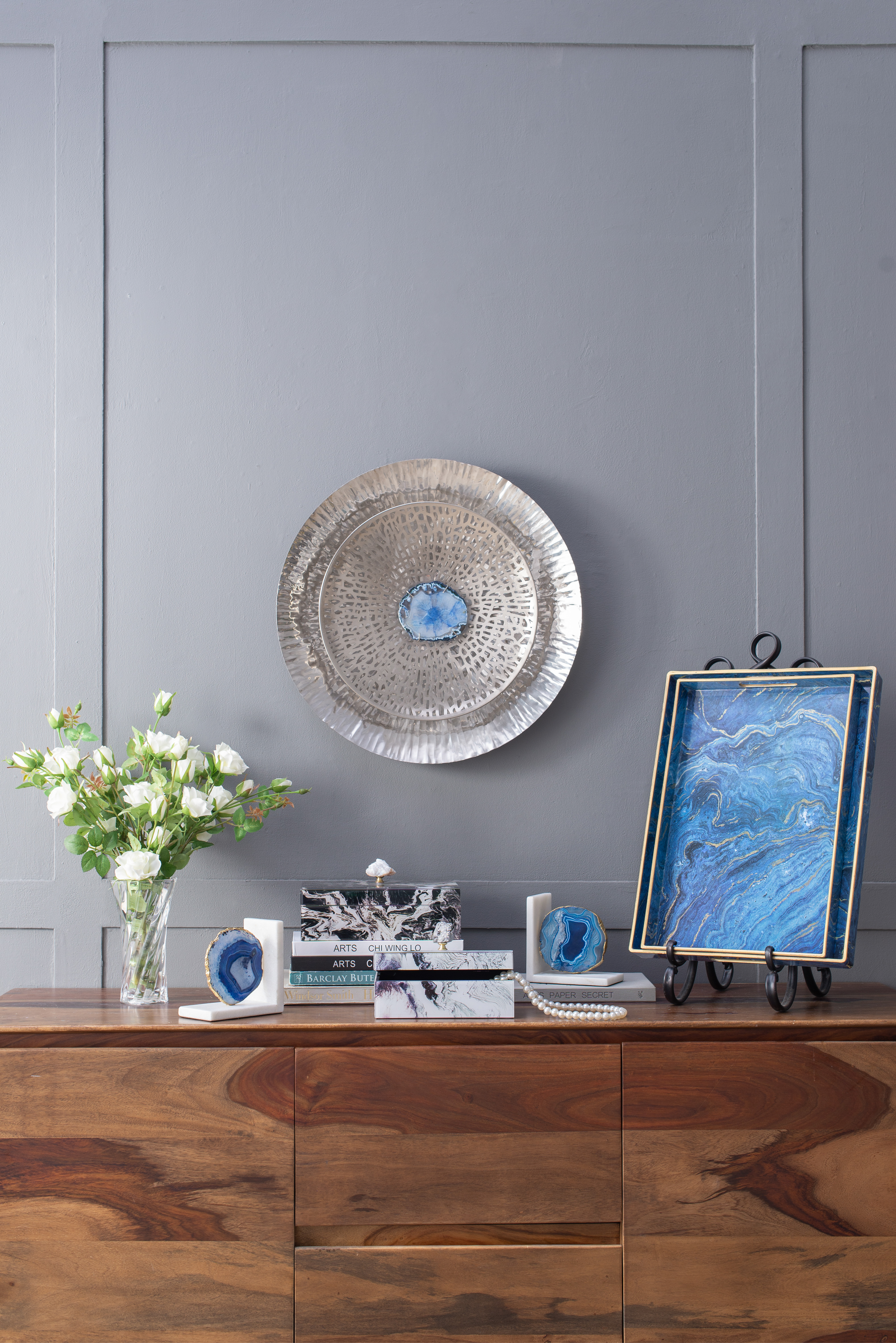 Silver Textured Oversized Disc, Wall Decor for Living Room Bedrrom Entryway Office, Set of 3