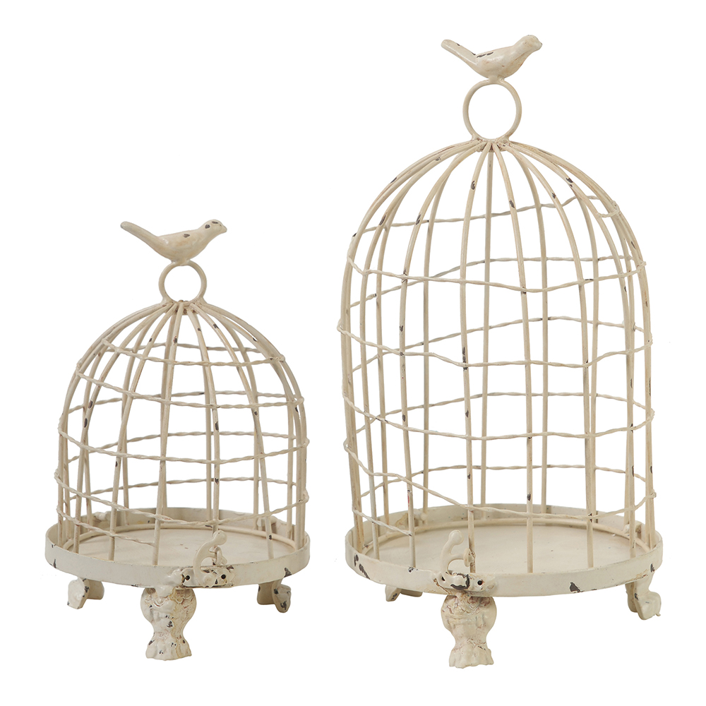 S/2 Stella Decorative Birdcages With Bird Finial