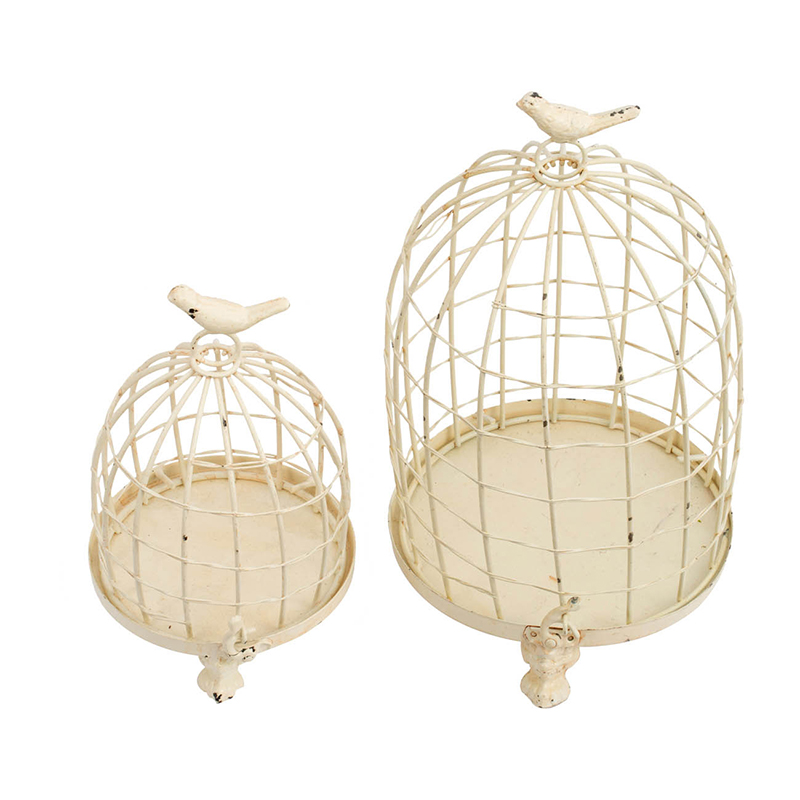 S/2 Stella Decorative Birdcages With Bird Finial