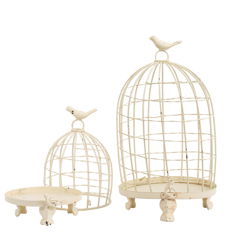 S/2 Stella Decorative Birdcages With Bird Finial